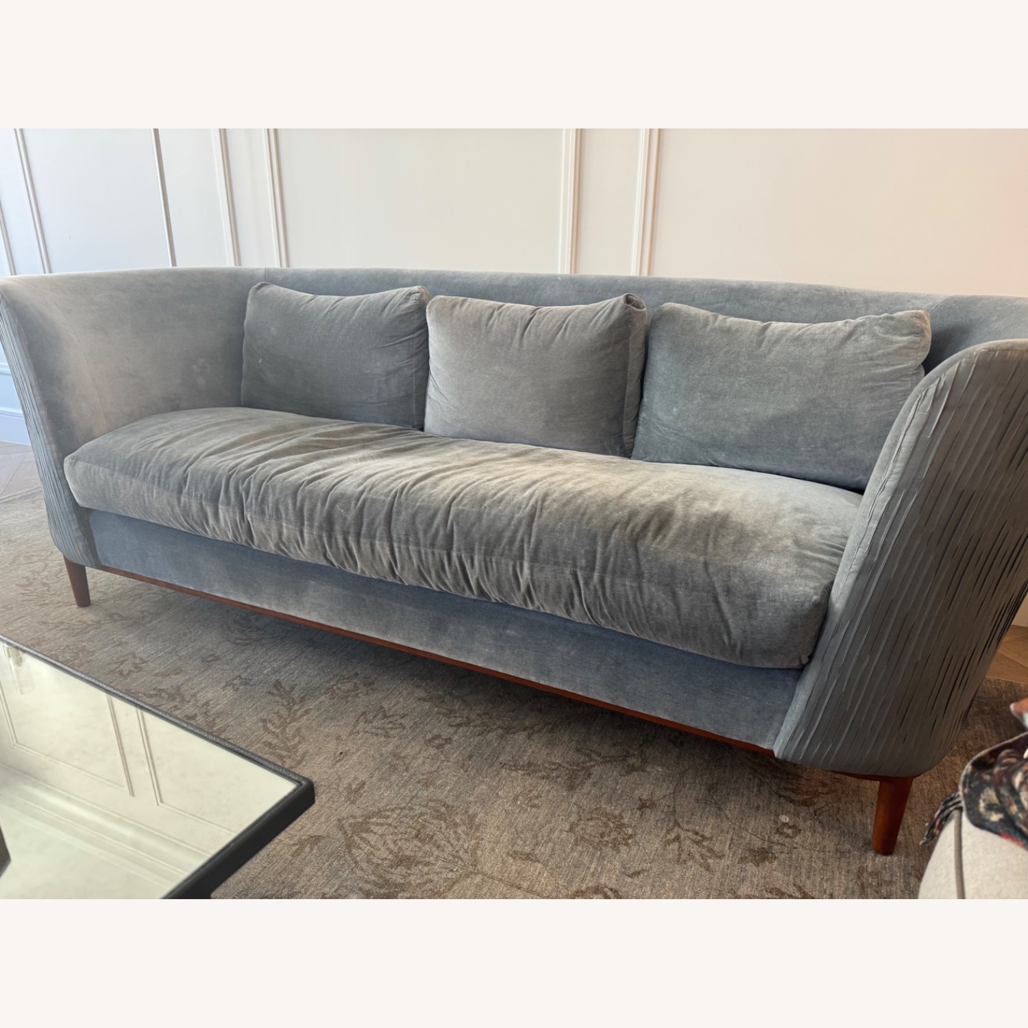 Luxury Custom Blue Velvet Sofa - image-2