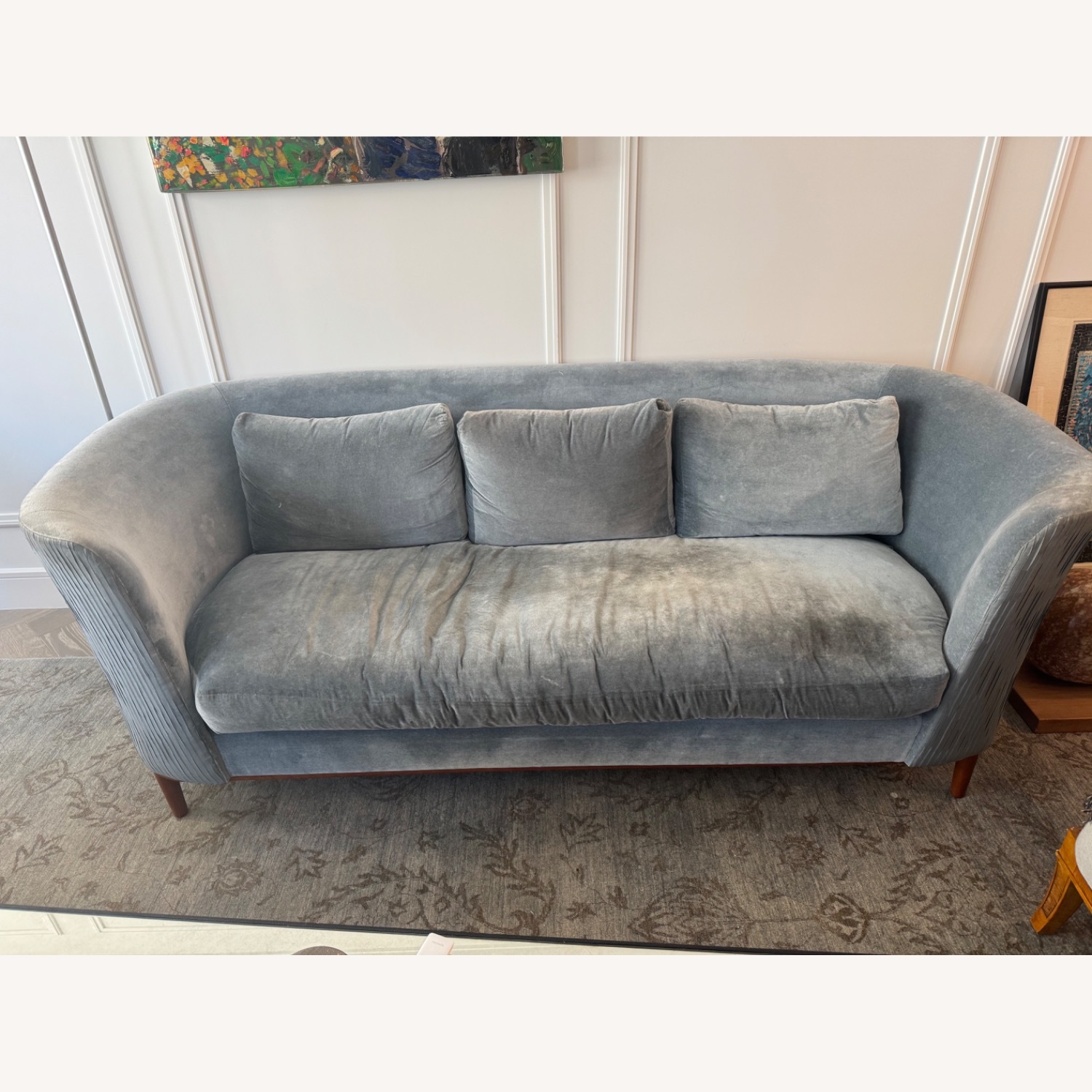 Luxury Custom Blue Velvet Sofa - image-1