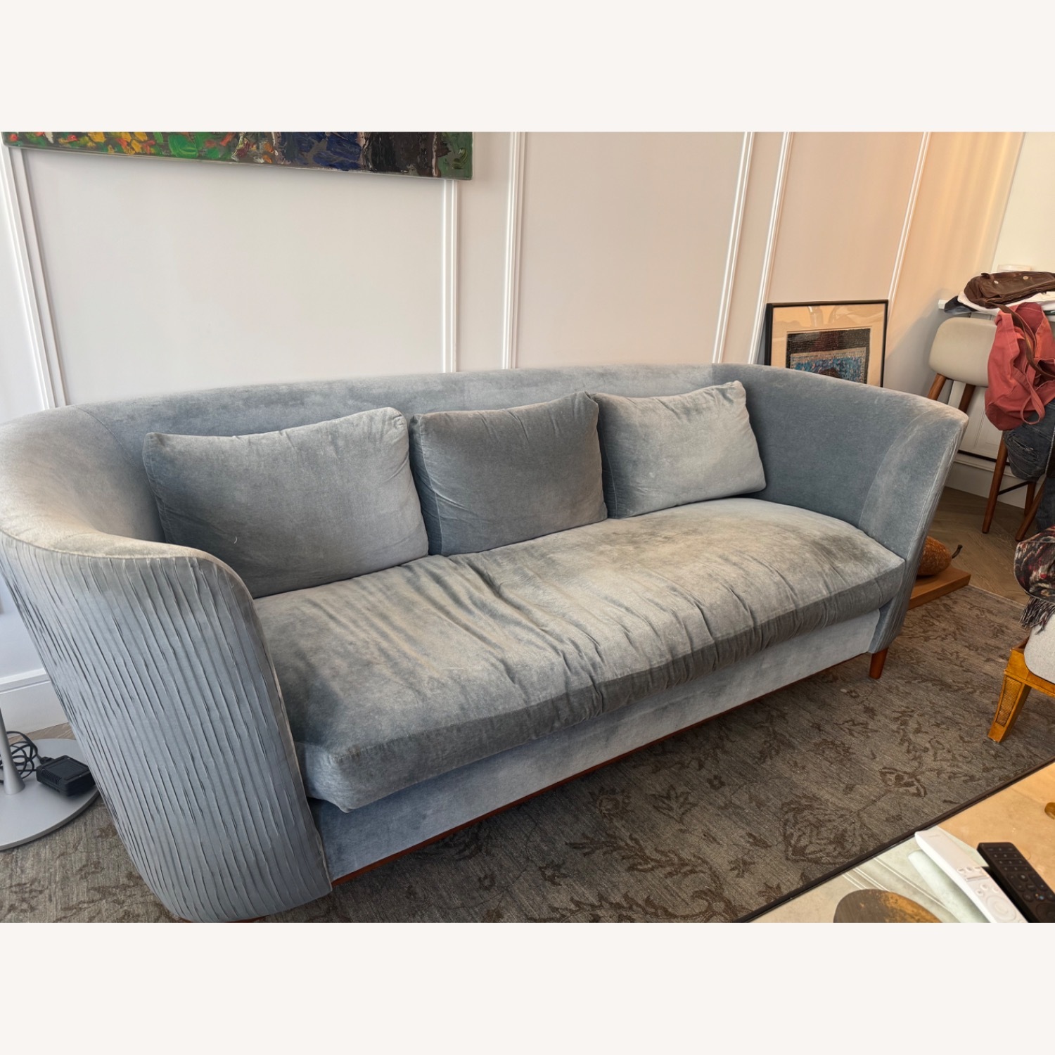 Luxury Custom Blue Velvet Sofa - image-3