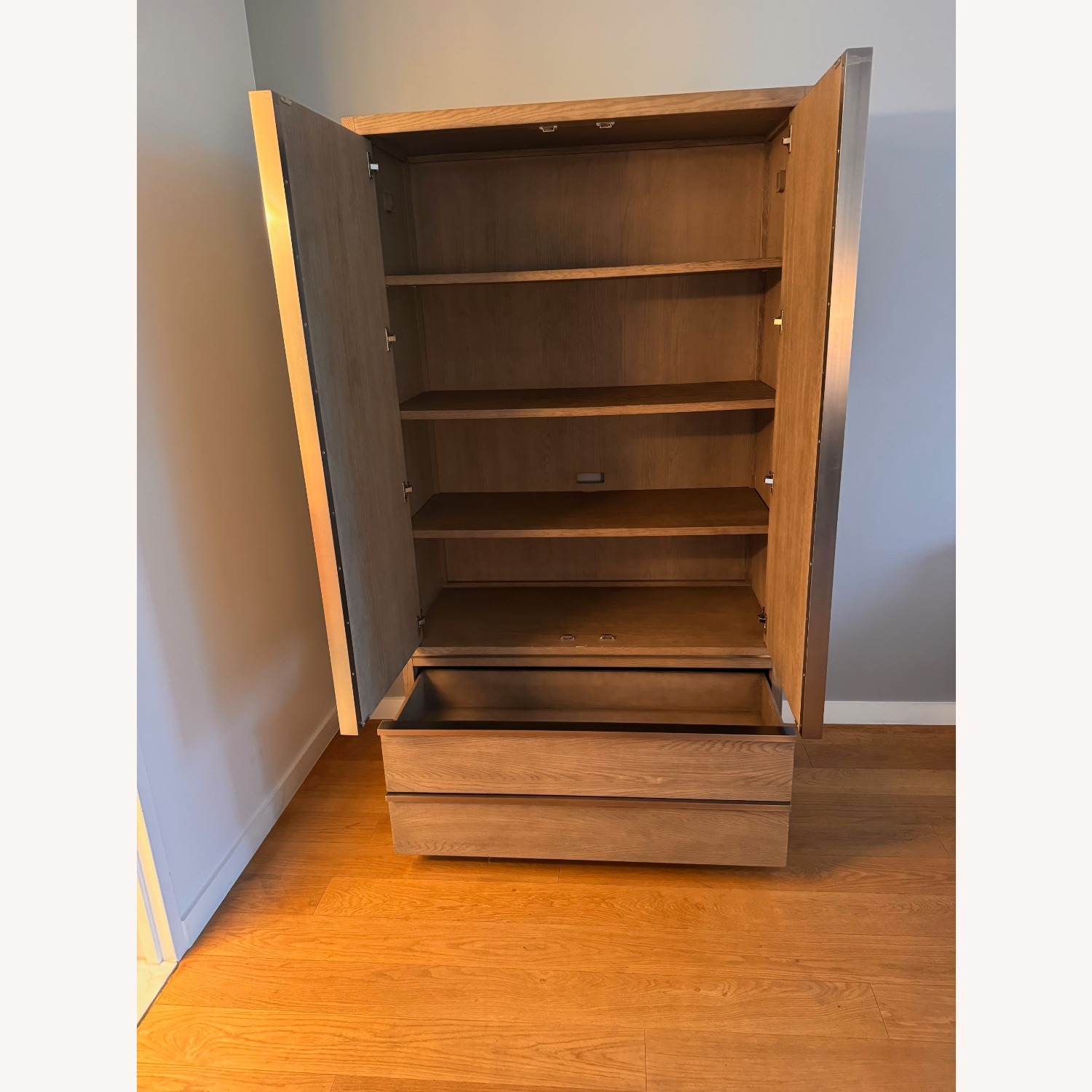 Restoration Hardware Bezier Armoire in Grey Oak - image-2