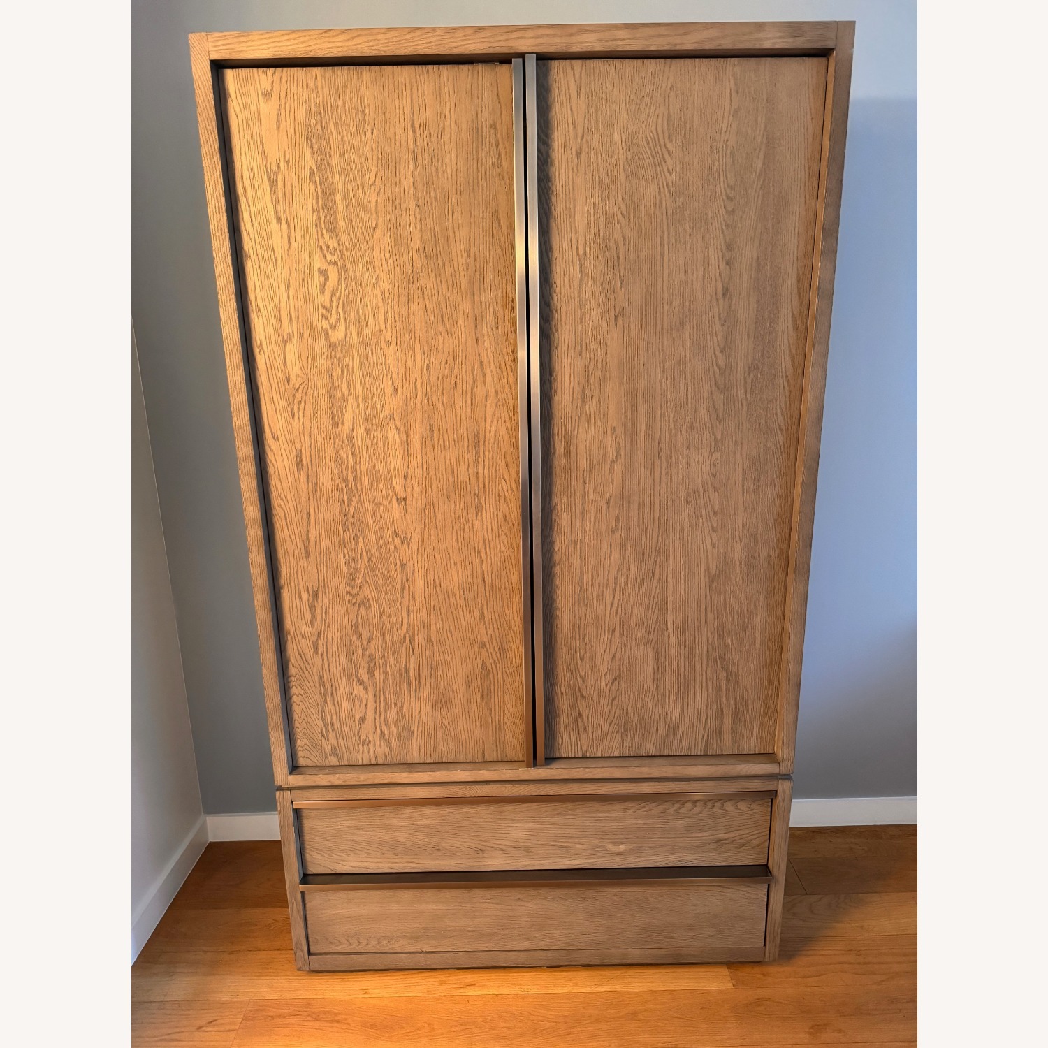 Restoration Hardware Bezier Armoire in Grey Oak - image-1