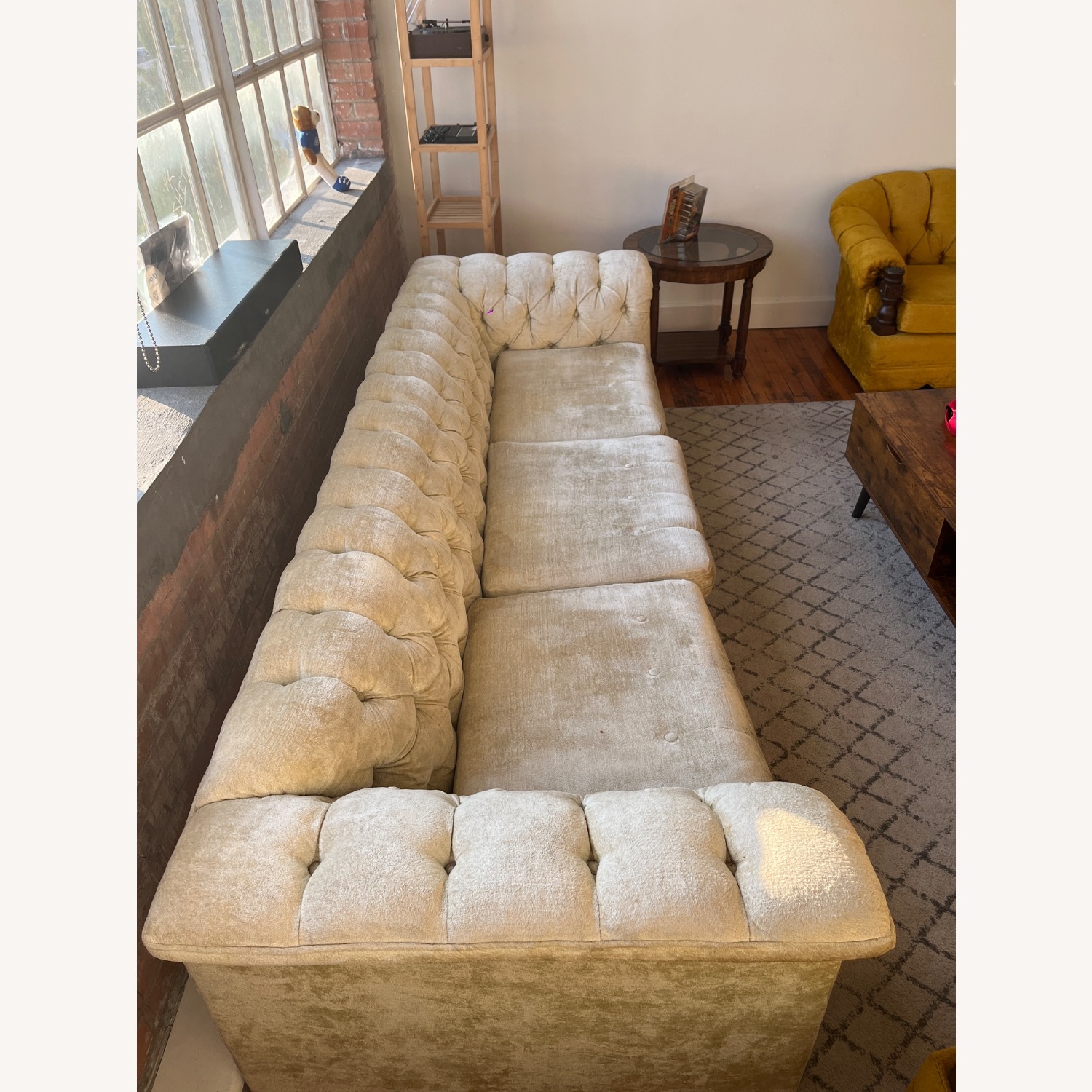 White Suede Sleeper Sofa - image-3