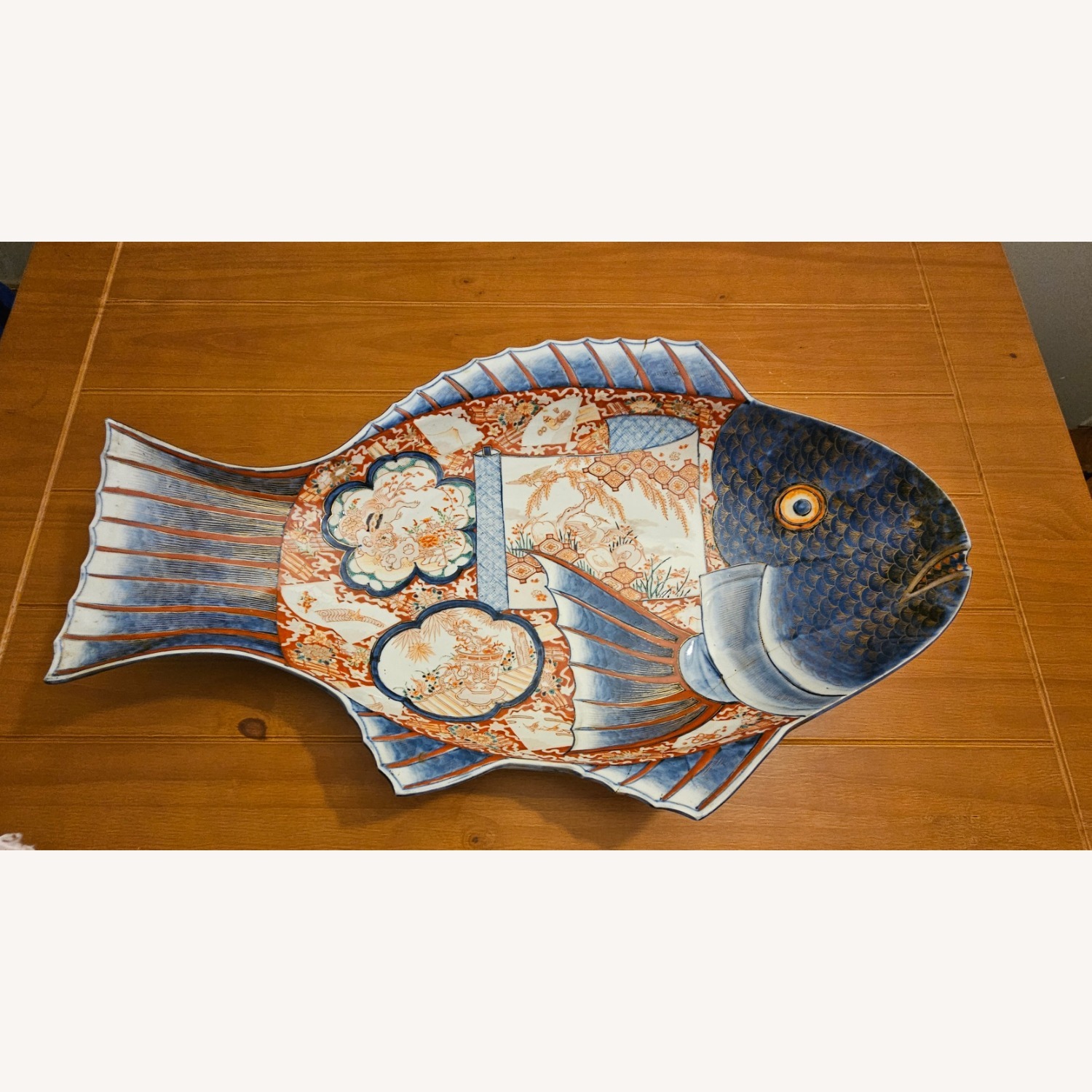 Antique Chinese Handpainted Fish Platter - image-1