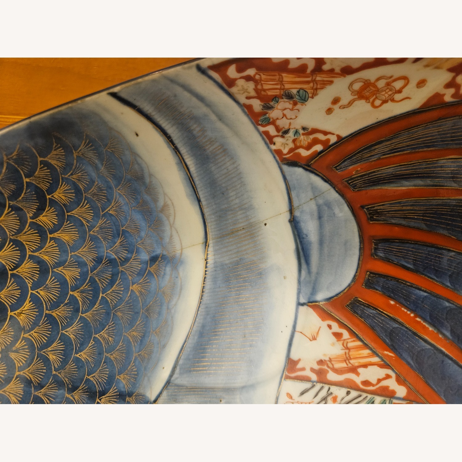 Antique Chinese Handpainted Fish Platter - image-6