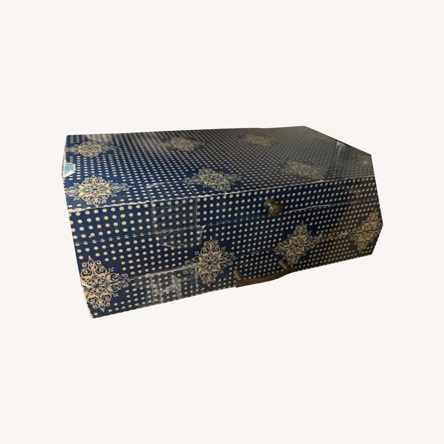 Anthropologie Blue Wood Chest - image-0