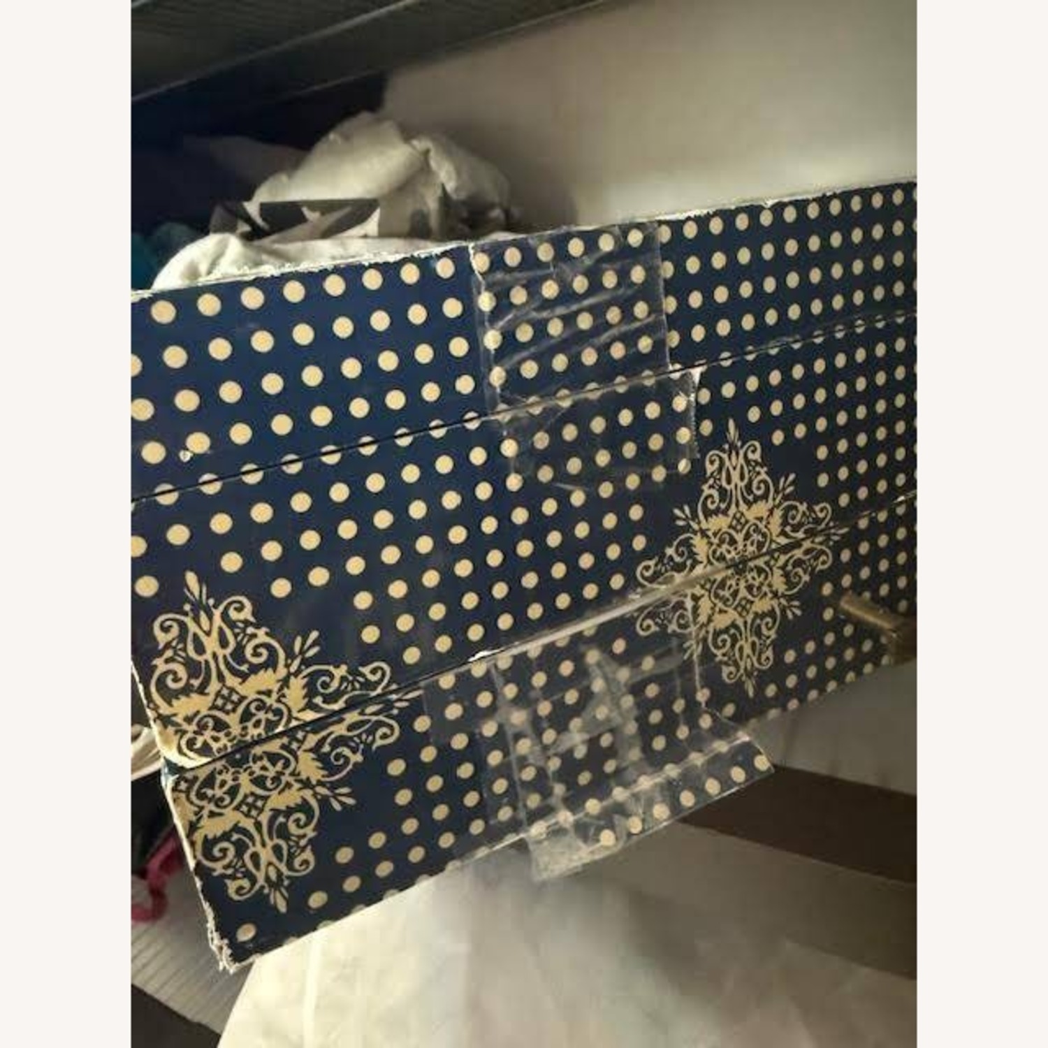 Anthropologie Blue Wood Chest - image-1