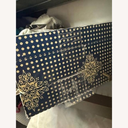 Used Anthropologie Blue Wood Chest for sale on AptDeco