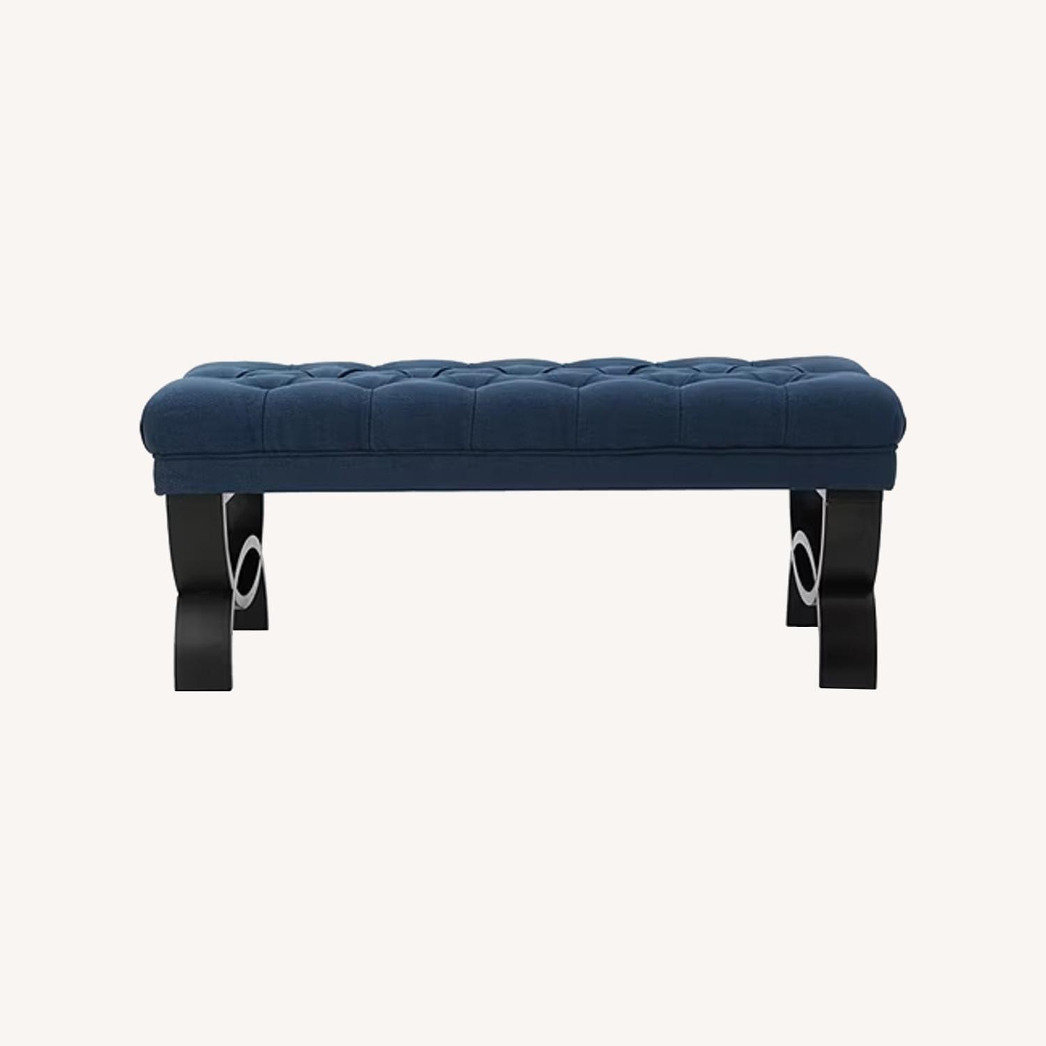 J C Penny Blue Fabric Bench - image-0