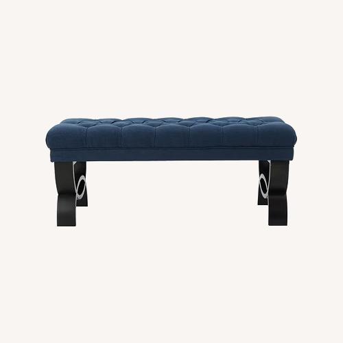 Used J C Penny Blue Fabric Bench for sale on AptDeco