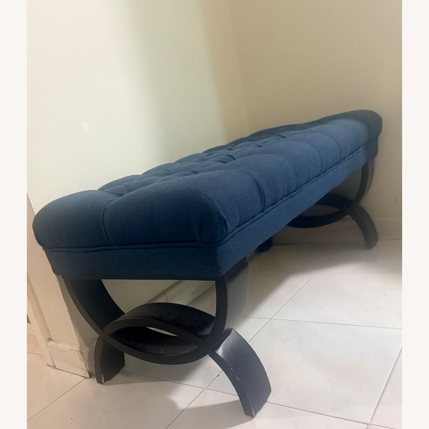J C Penny Blue Fabric Bench - image-5