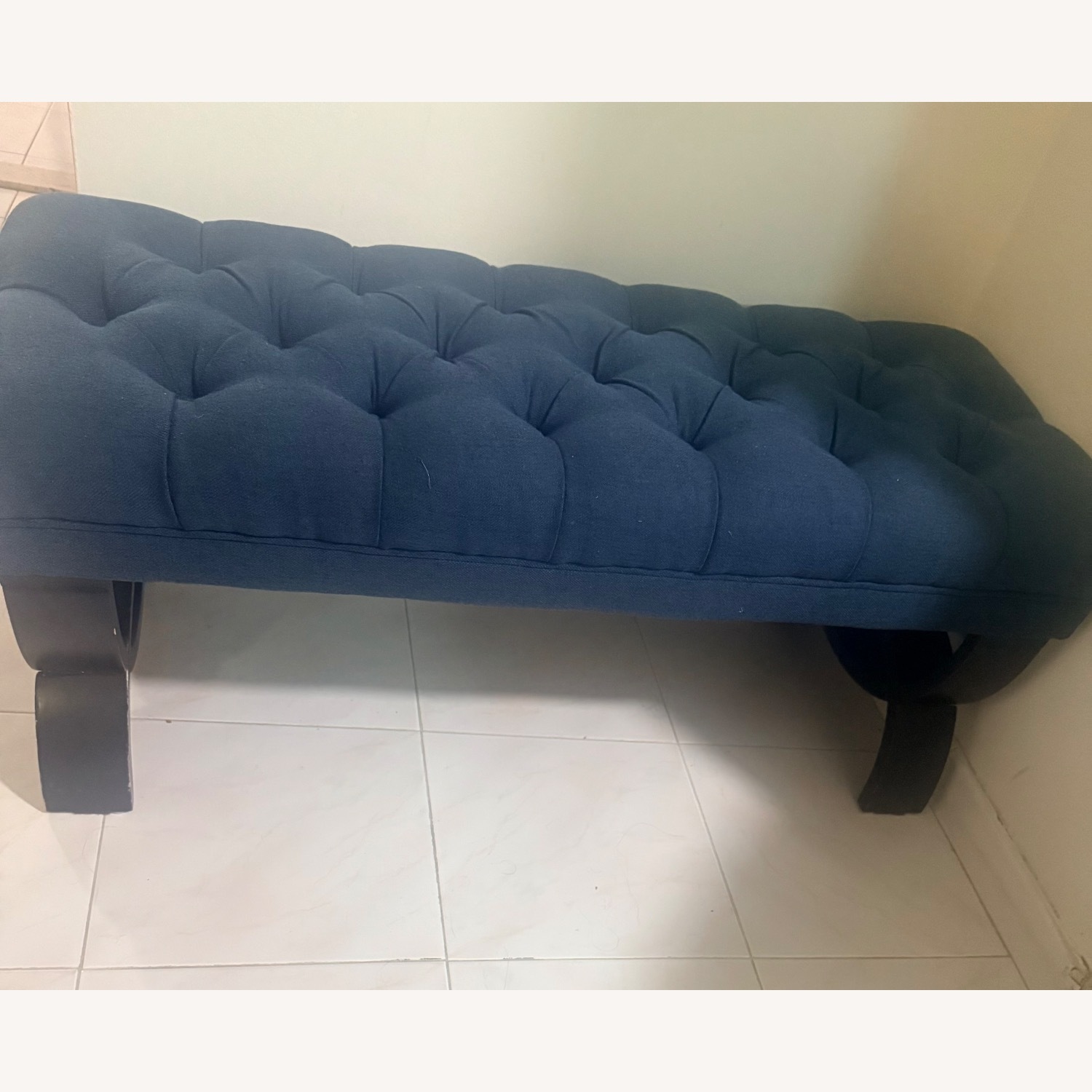 J C Penny Blue Fabric Bench - image-1