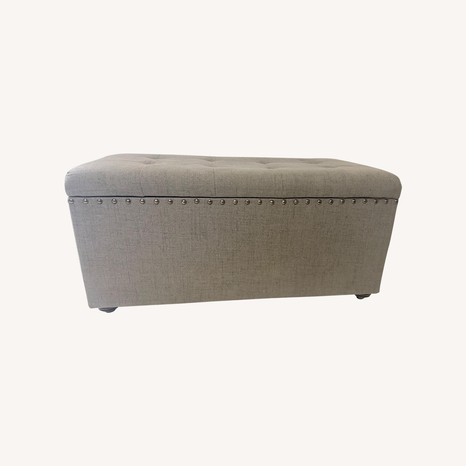 Wayfair Light Gray Fabric Ottoman - image-0