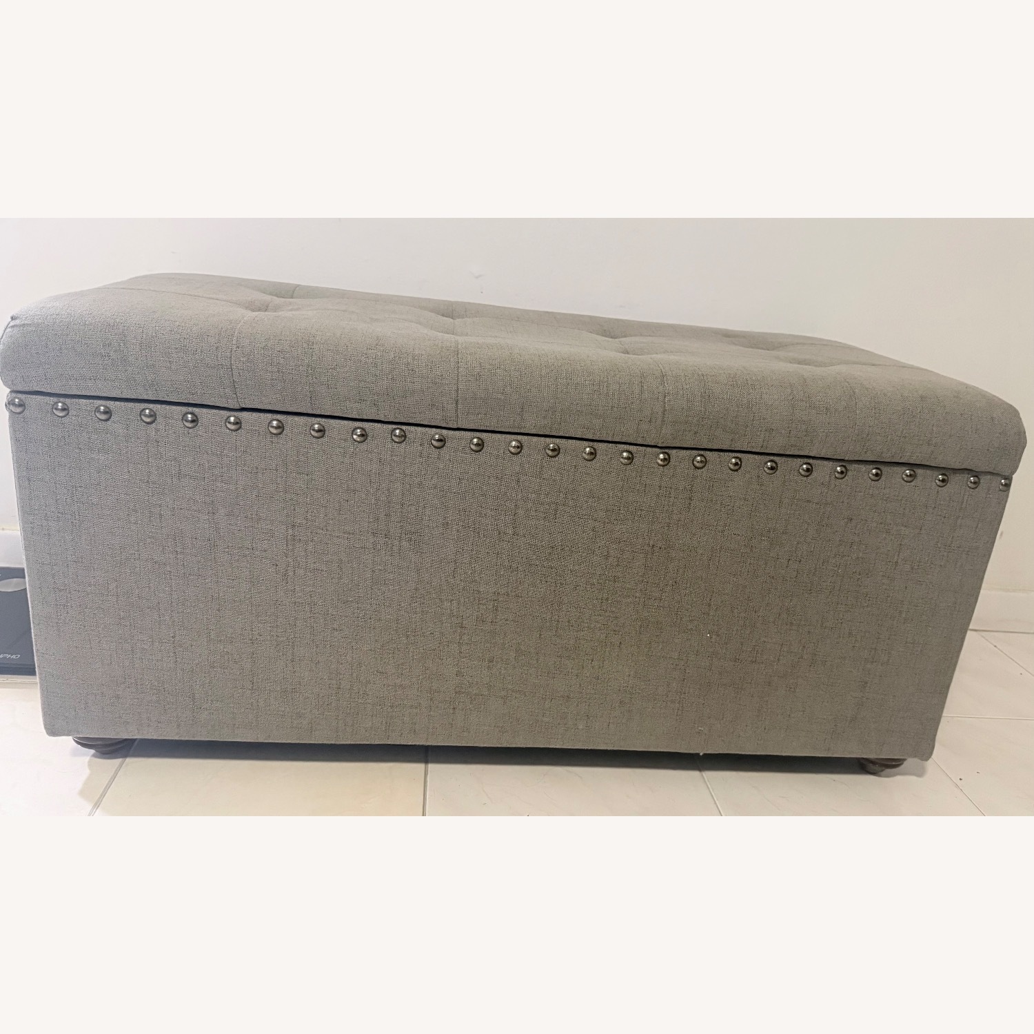 Wayfair Light Gray Fabric Ottoman - image-1