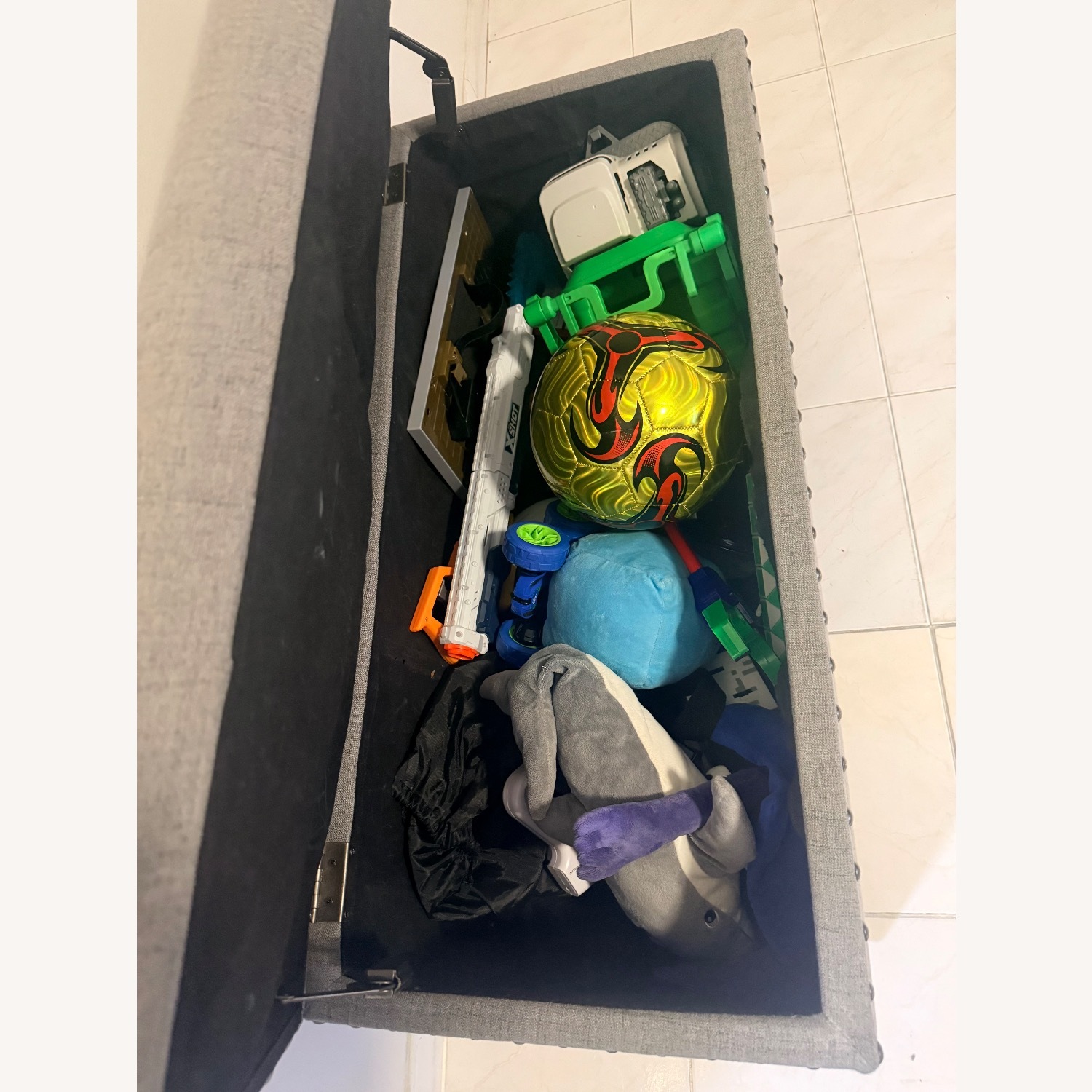 Wayfair Light Gray Fabric Ottoman - image-3