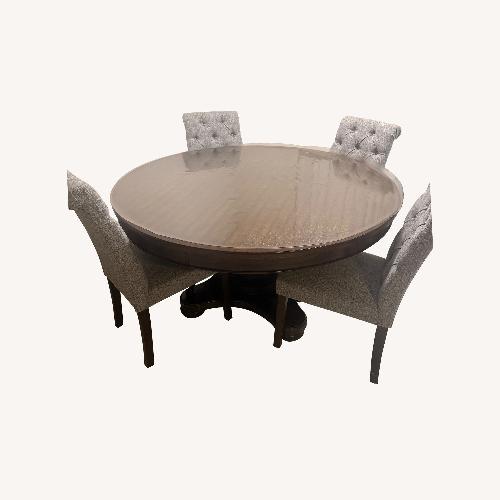Used Raymour & Flanigan Dark Brown Wood Dining Set for sale on AptDeco