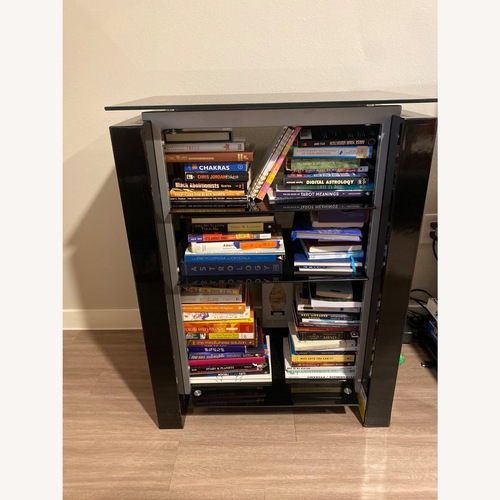 Used Black Glass Bookcase for sale on AptDeco