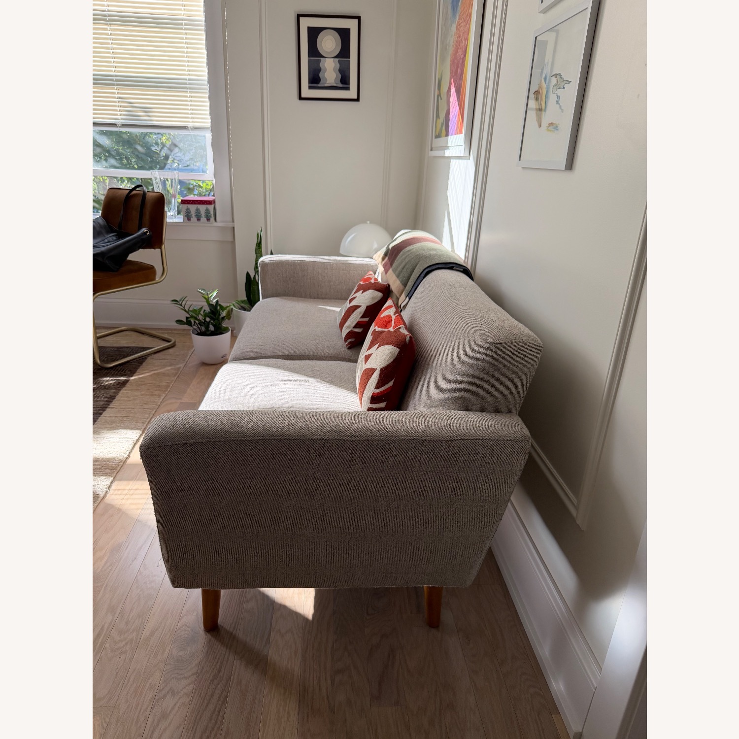 West Elm Oliver Light Gray Fabric 2 Seater Sofa - image-2