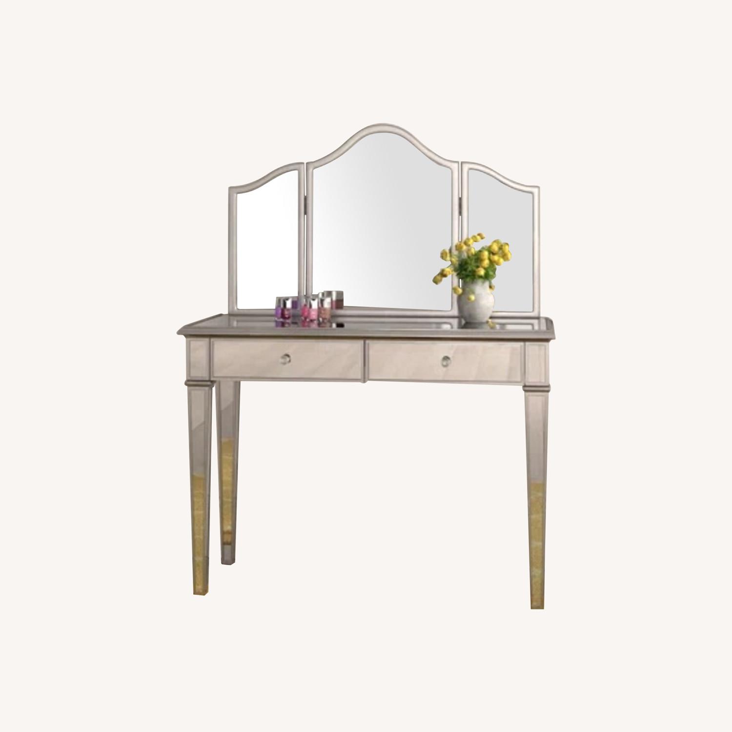 Wayfair Denel Silver Mirrored Glass Desk - image-0