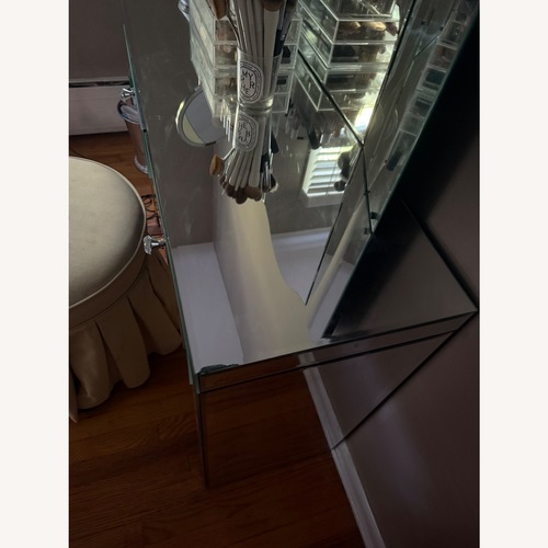 Used Wayfair Denel Silver Mirrored Glass Desk for sale on AptDeco