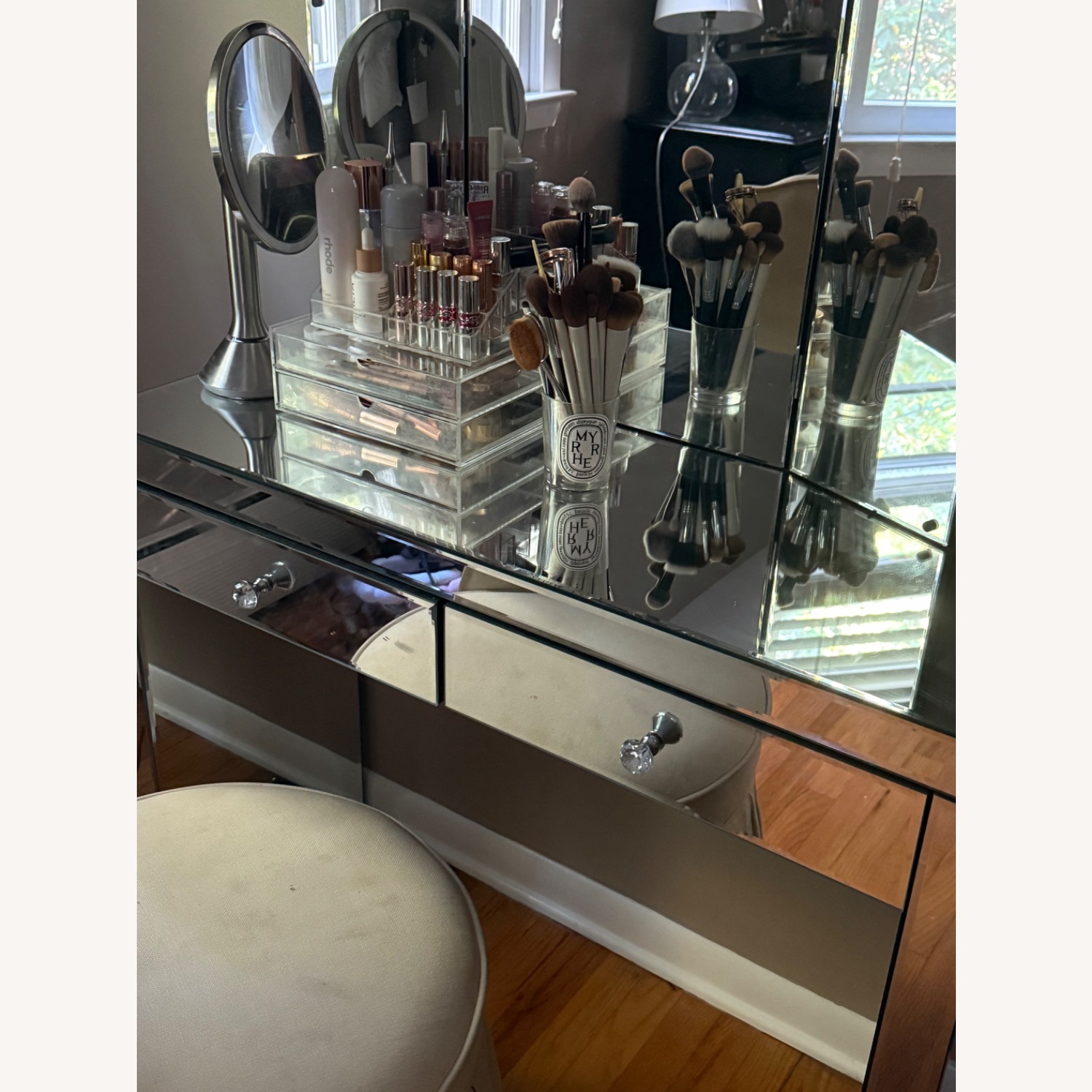 Wayfair Denel Silver Mirrored Glass Desk - image-3