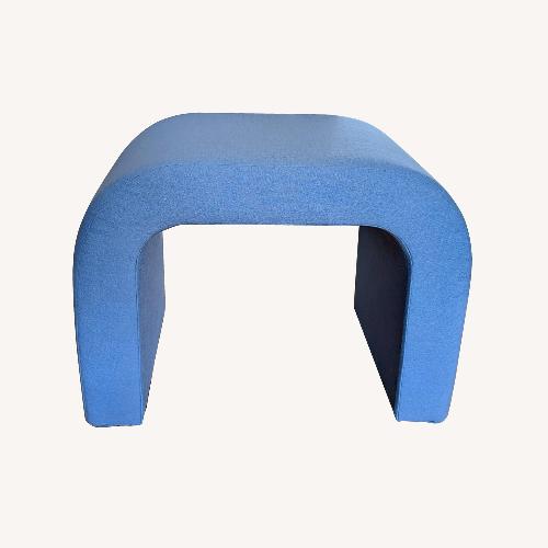 Used Modern Blue Linen Ottoman or Bench for sale on AptDeco