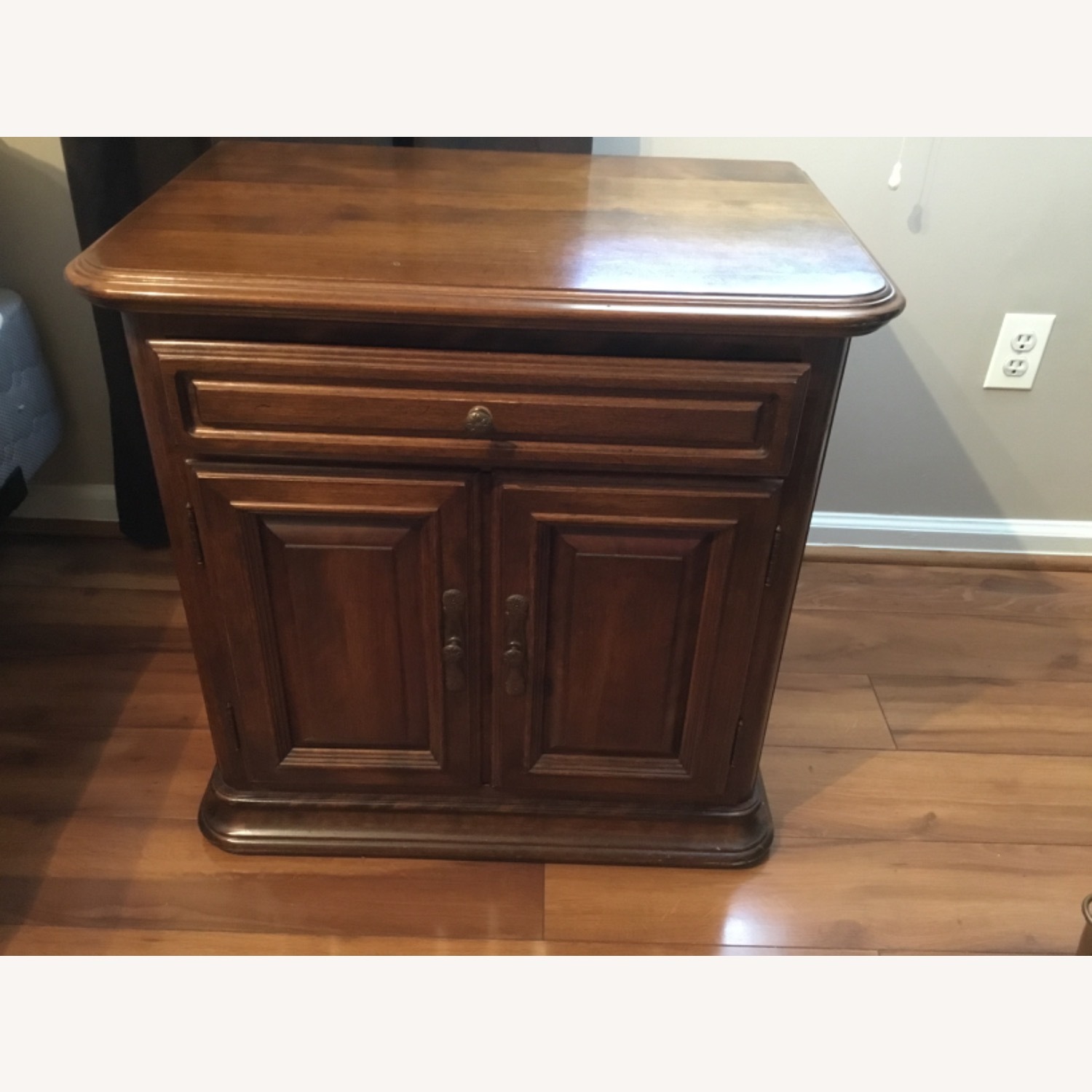 Ethan Allen Dark Brown Wood Nightstand - image-1