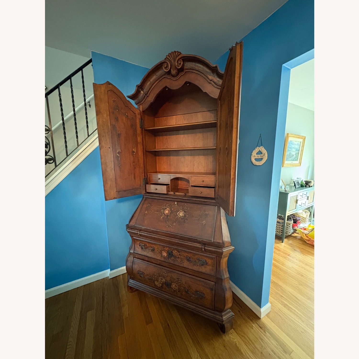 Ethan Allen Tuscany Bombay Dark Brown Wood Desk - image-3