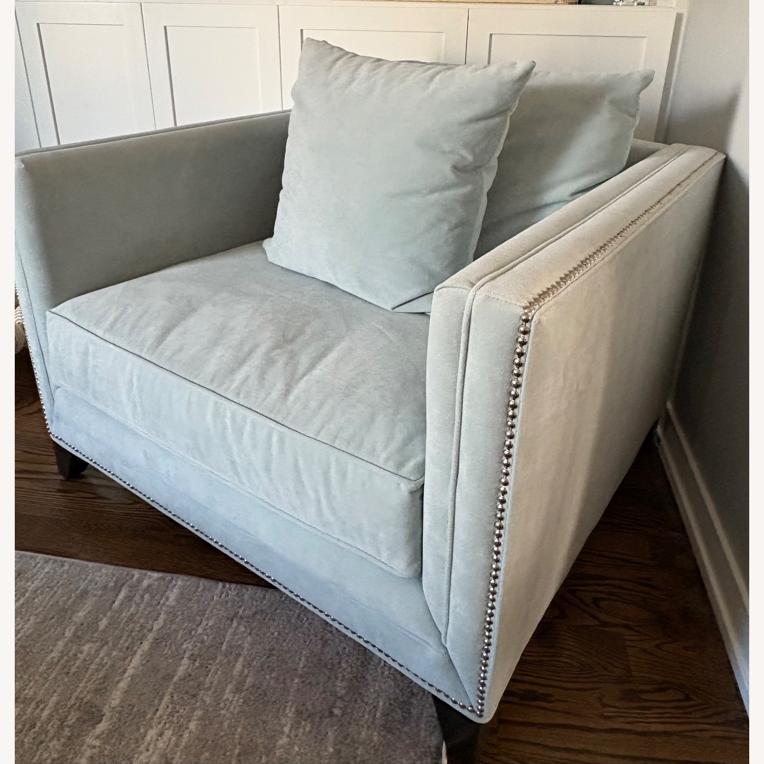 Bloomingdale's Jaqueline Tiffany Blue Fabric Armchair - image-4