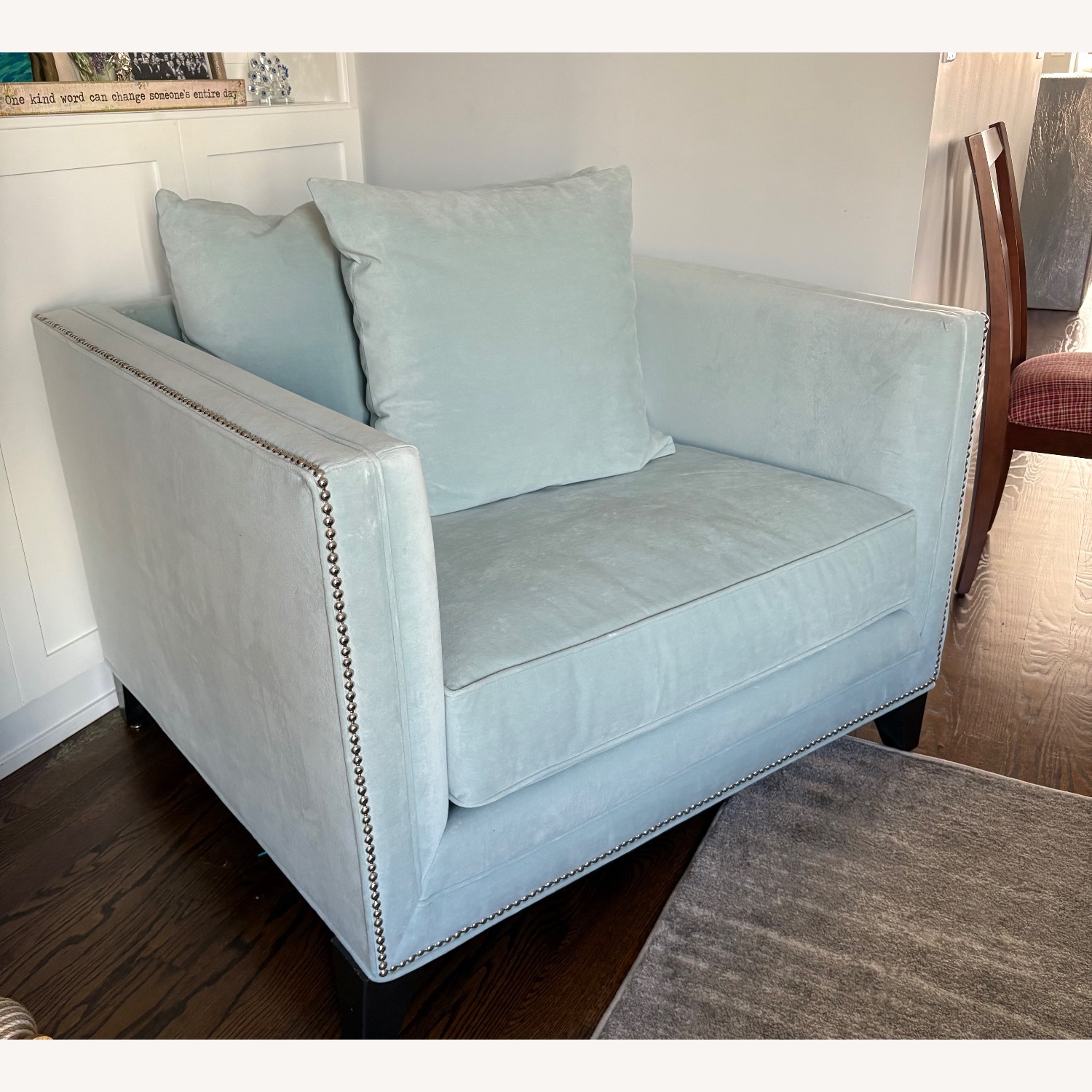 Bloomingdale's Jaqueline Tiffany Blue Fabric Armchair - image-1