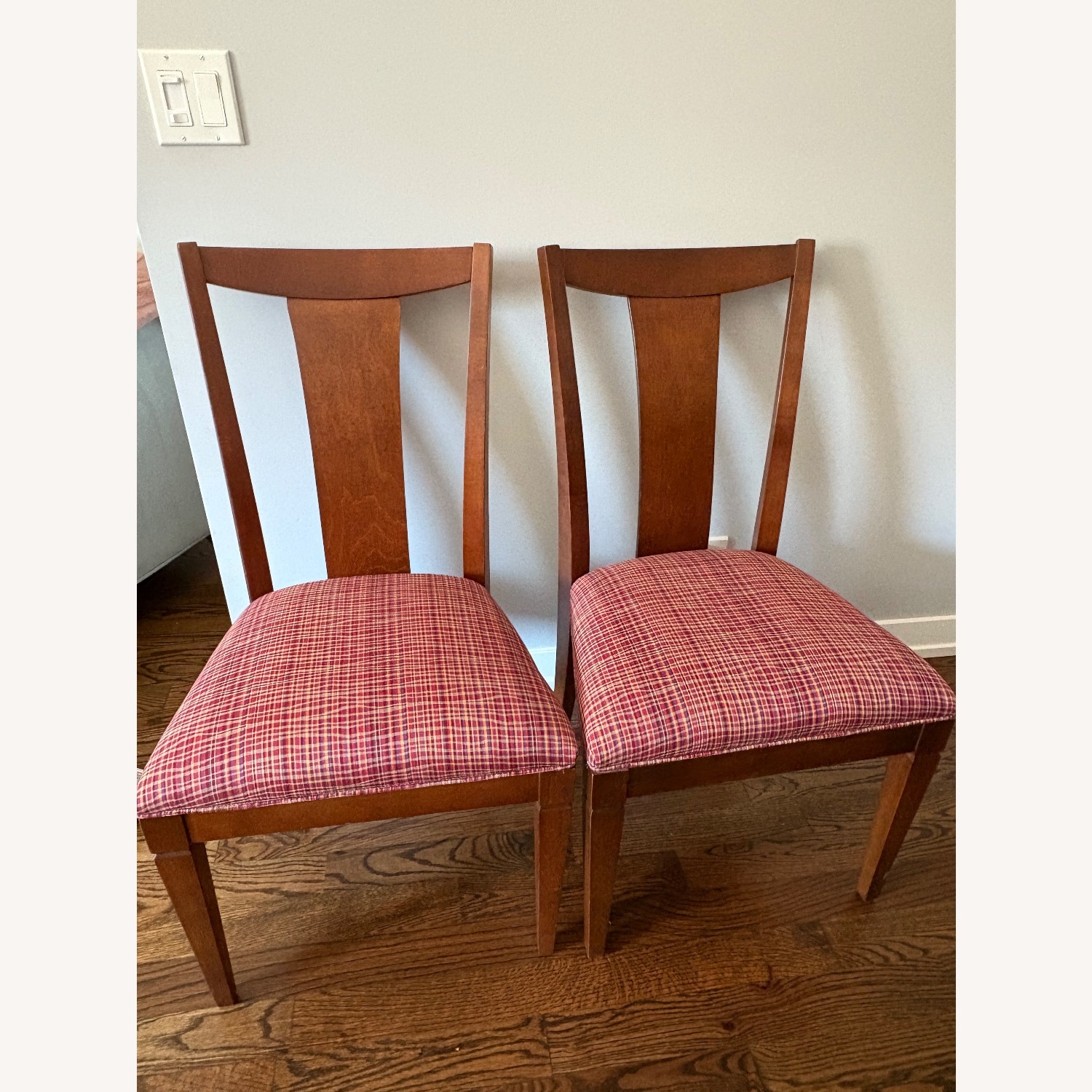 Ethan Allen Red Fabric Dining Chairs - image-0