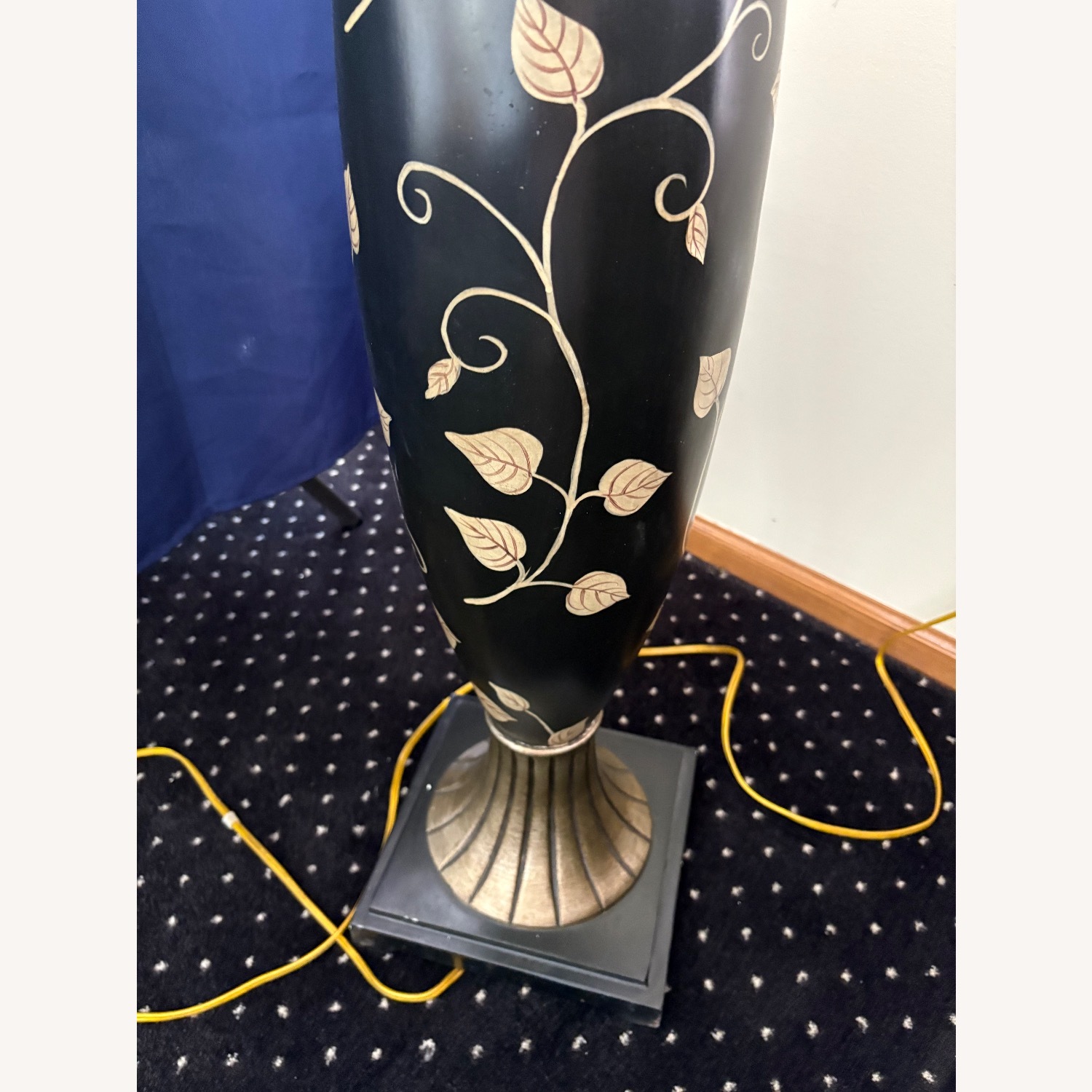 Ethan Allen Black and Gold Wood Floor Lamp - image-2