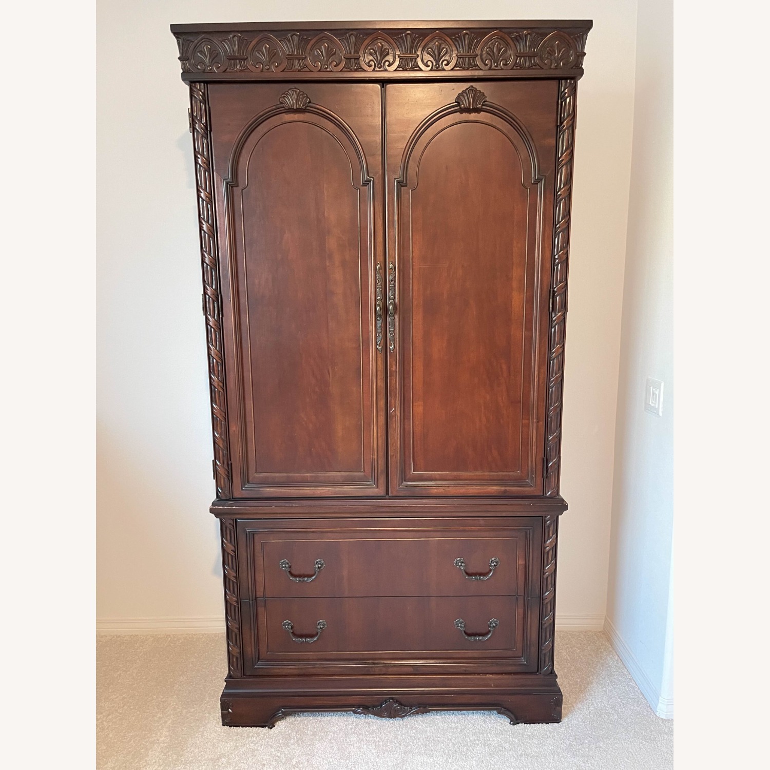Vintage/Antique Finds Dark Brown Wood Armoire - image-1