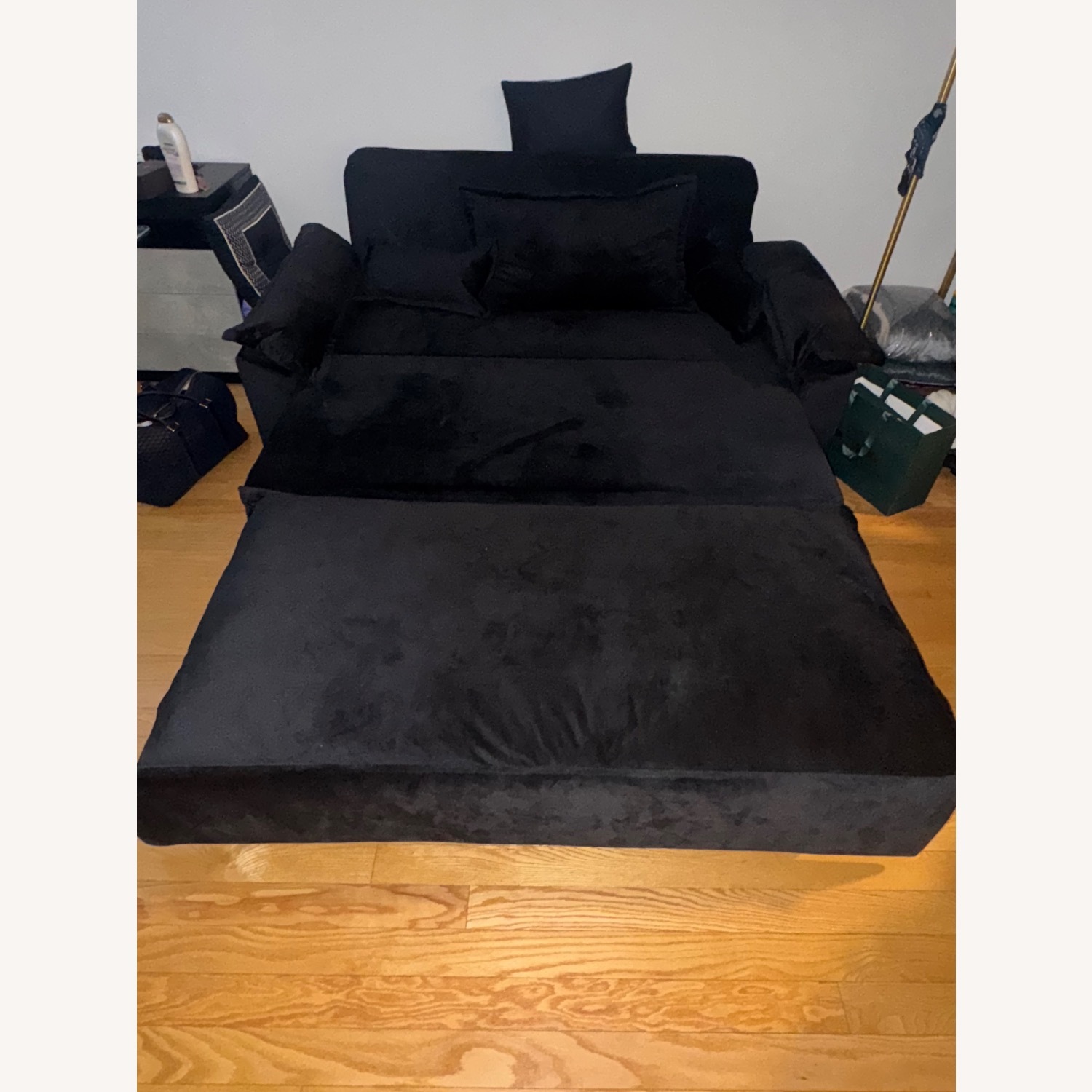 Bed Bath & Beyond Black Velvet Sleeper Sofa - image-2