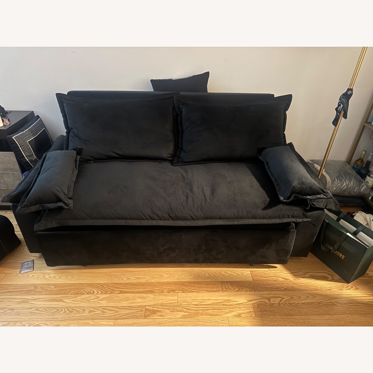 Bed Bath & Beyond Black Velvet Sleeper Sofa - image-1