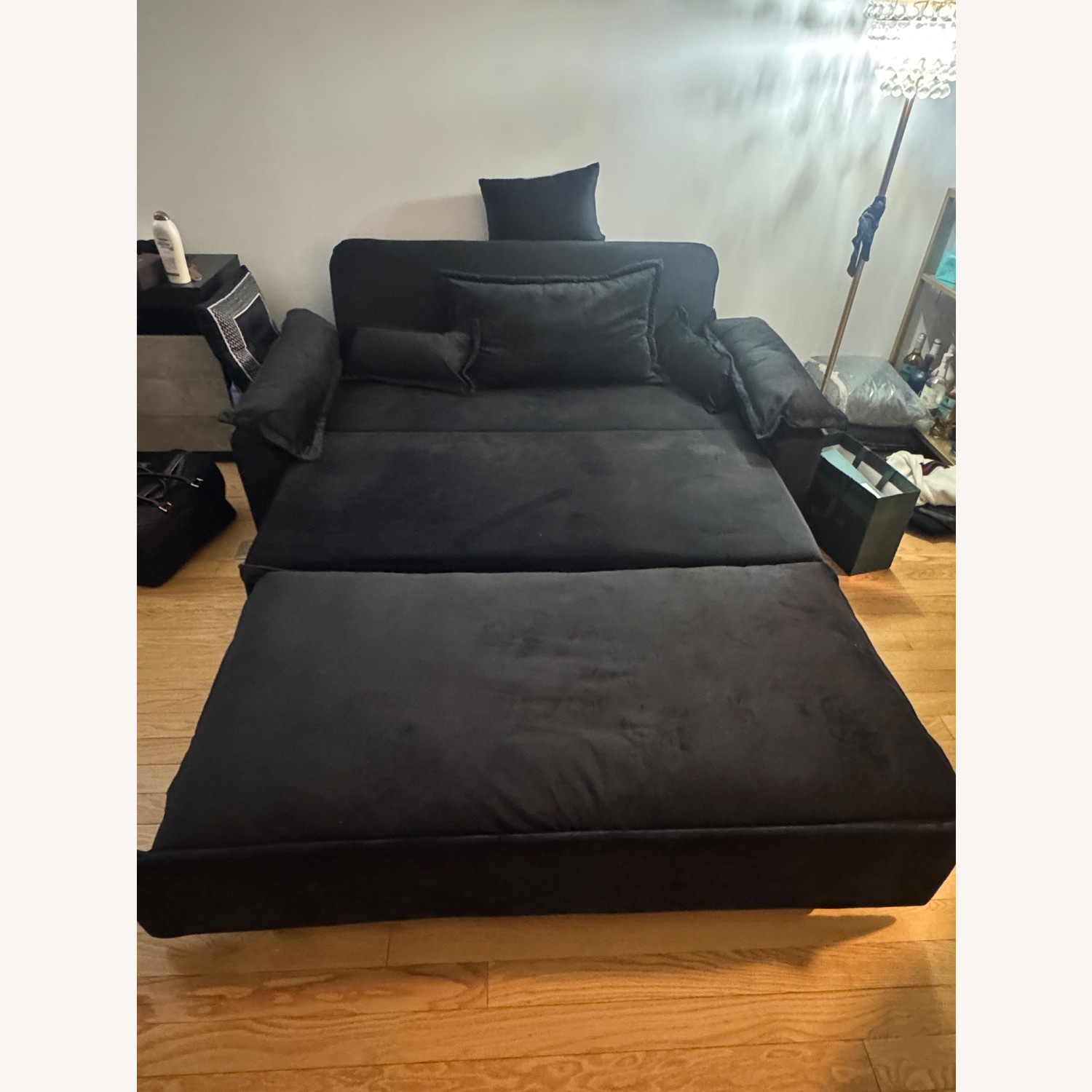 Bed Bath & Beyond Black Velvet Sleeper Sofa - image-3