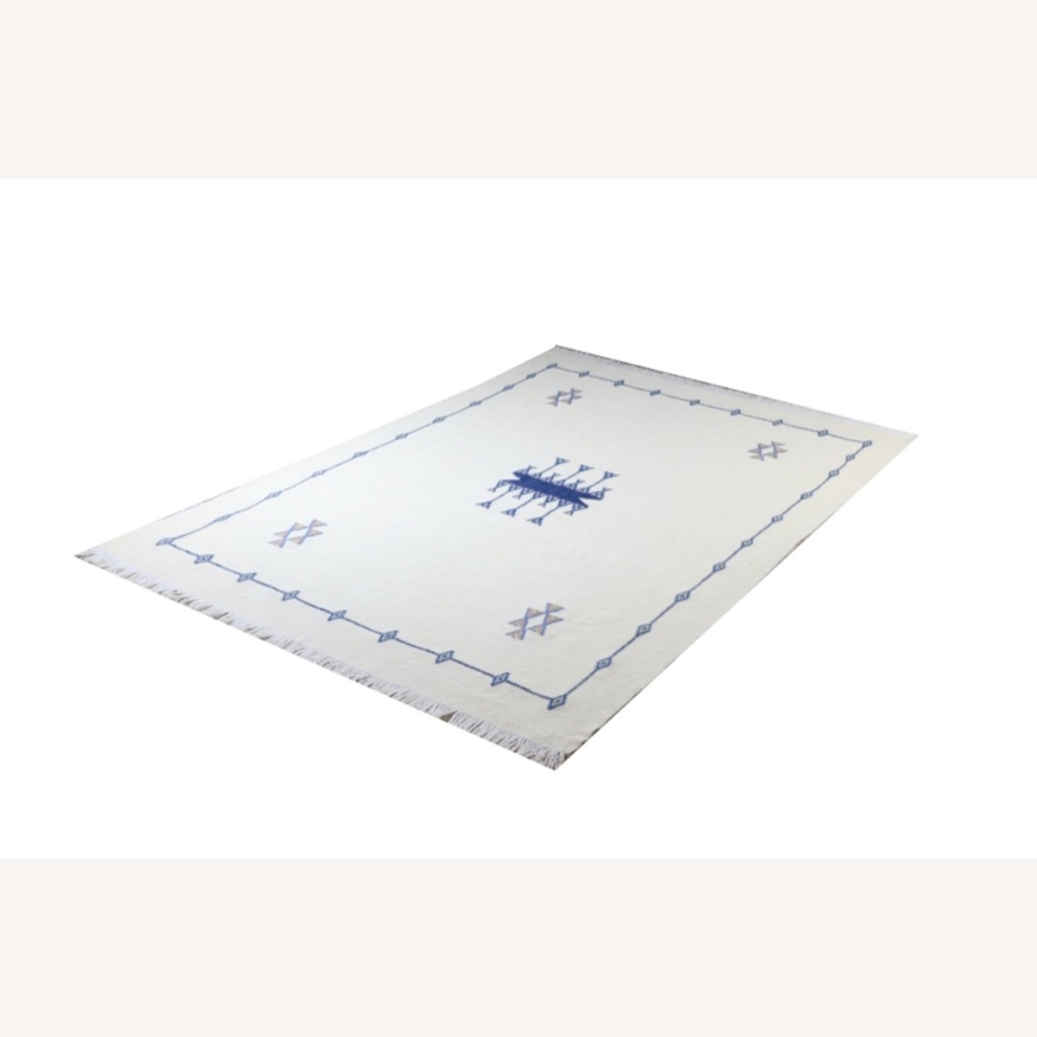 White Wool Area Rug 4.5' x 6.5' (Kilim) - image-1