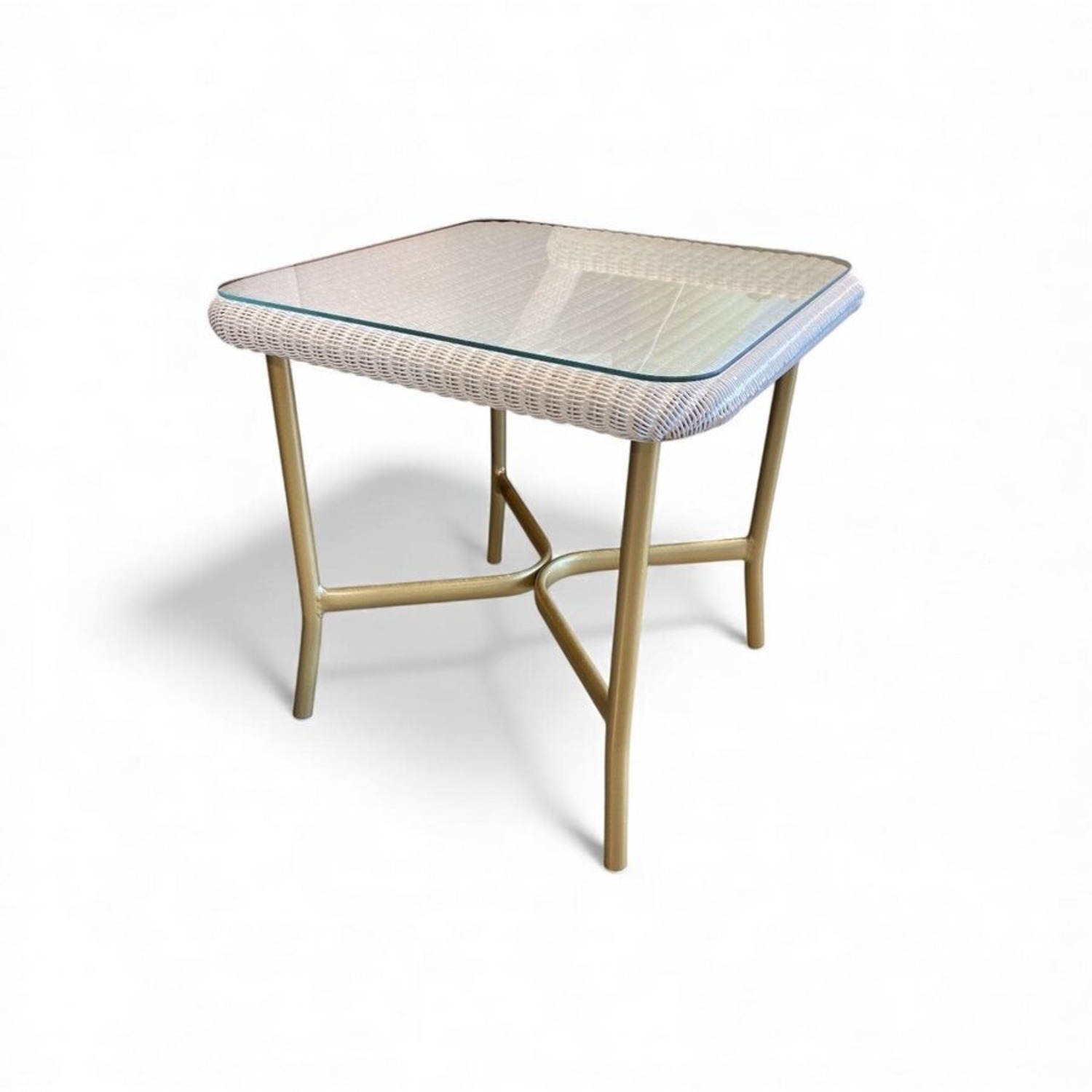 All Seasons Wicker Square Glass Top End Table - image-1