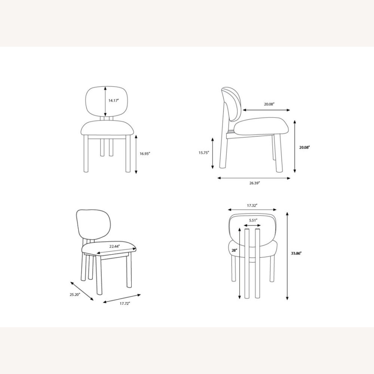 Surya Rena Light Gray Fabric Dining Chairs - image-4