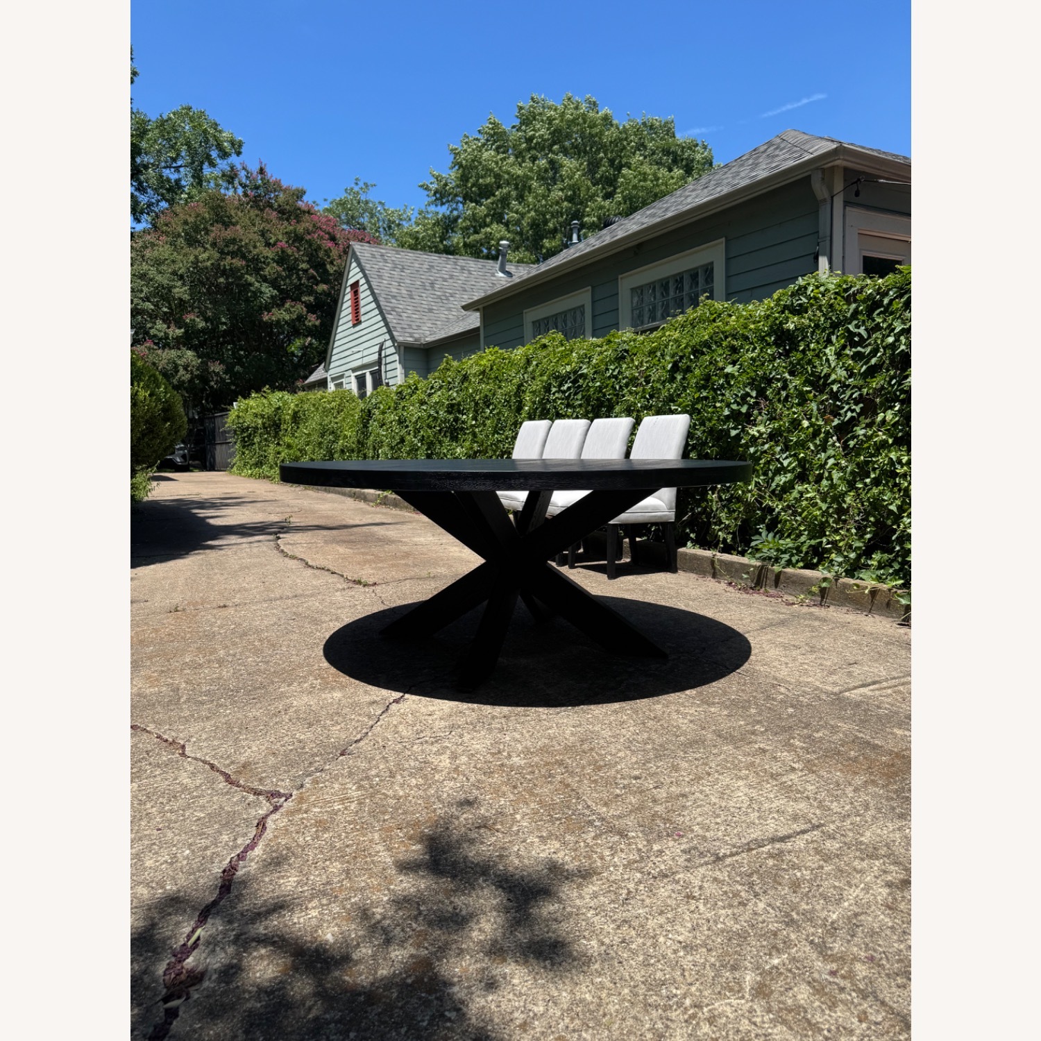 RH 1960s French X-Base 72” Round Dining Table - image-4