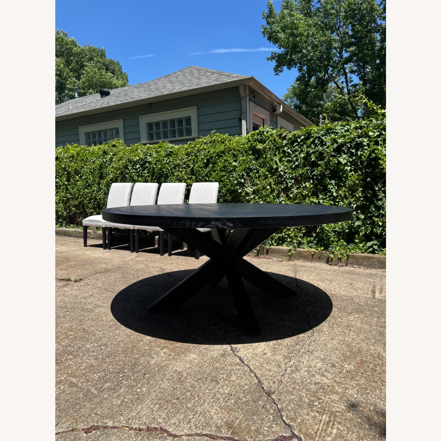 RH 1960s French X-Base 72” Round Dining Table - image-3