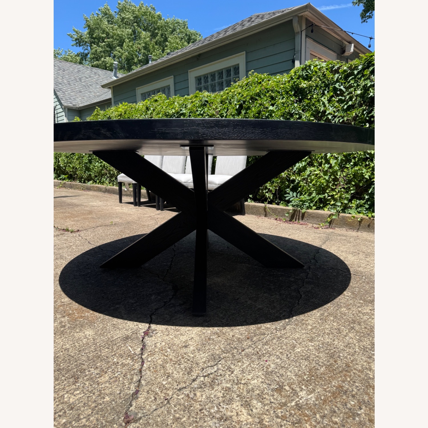 RH 1960s French X-Base 72” Round Dining Table - image-0