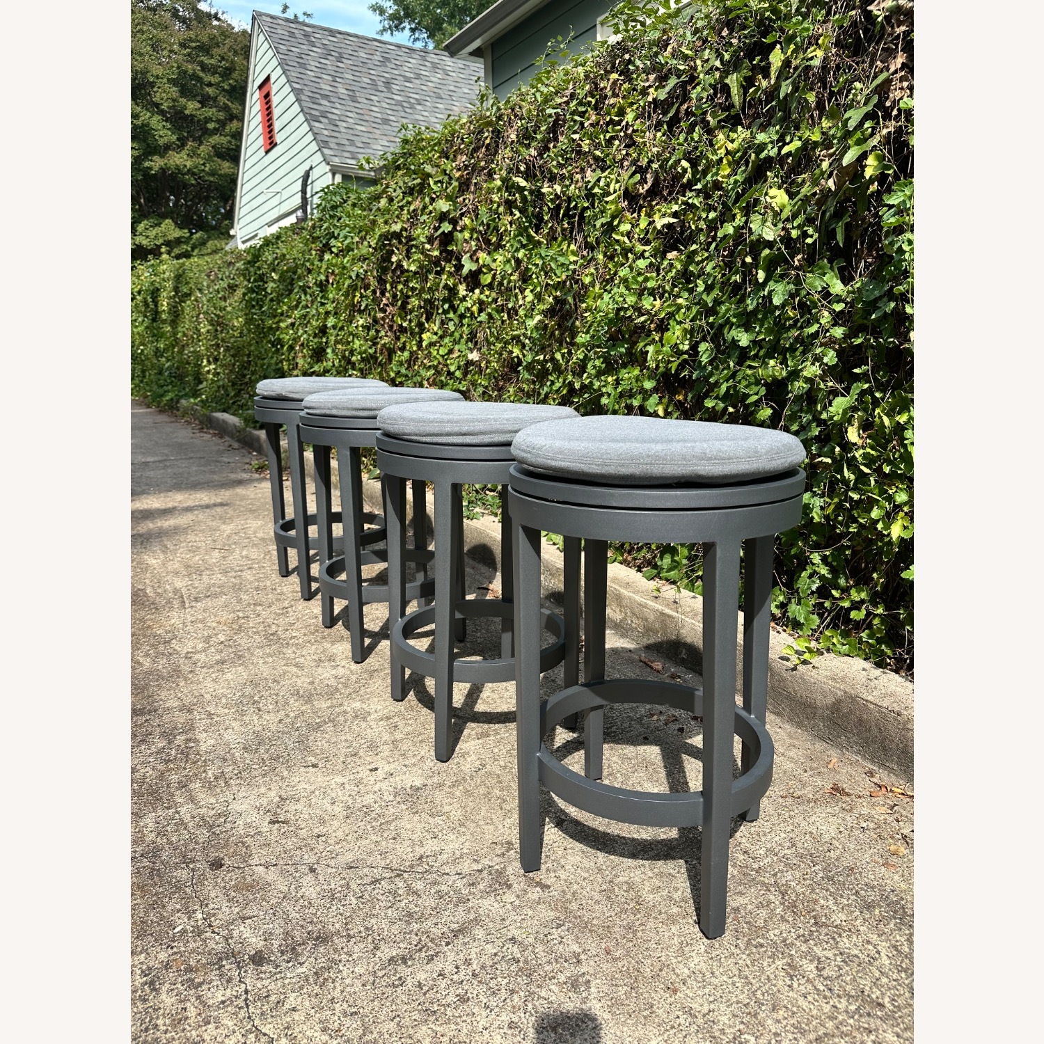 RH Balmain Aluminum Swivel Outdoor Stools Set of 4 - image-3