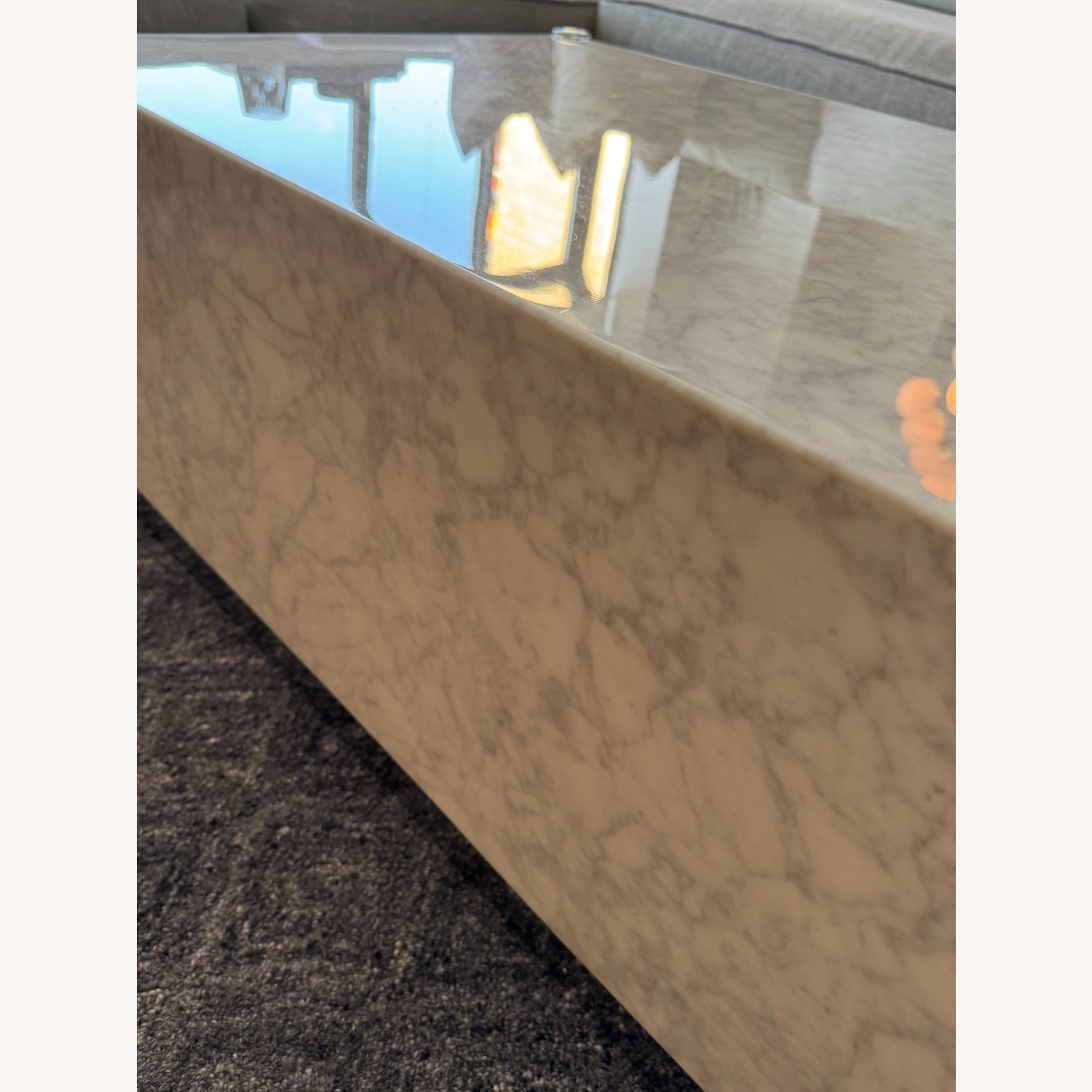 White/Gray Marble Block Coffee Table - image-3