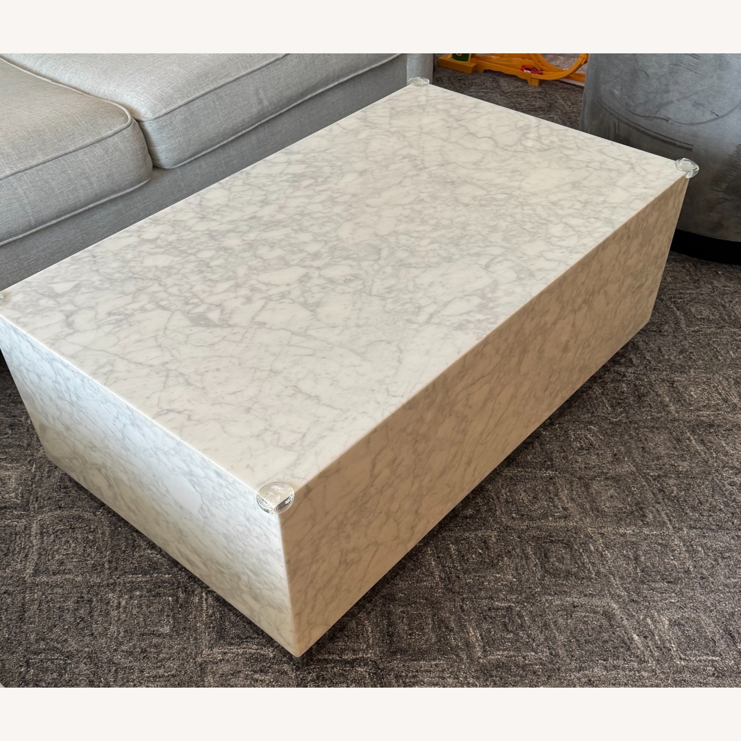 White/Gray Marble Block Coffee Table - image-1