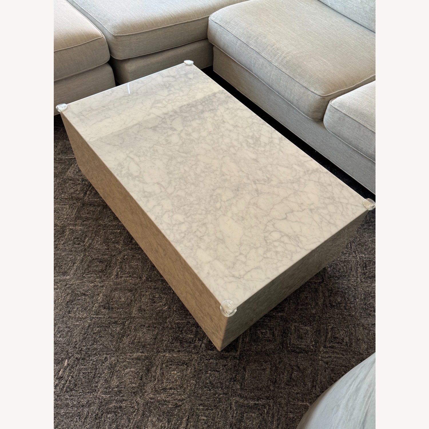 White/Gray Marble Block Coffee Table - image-2