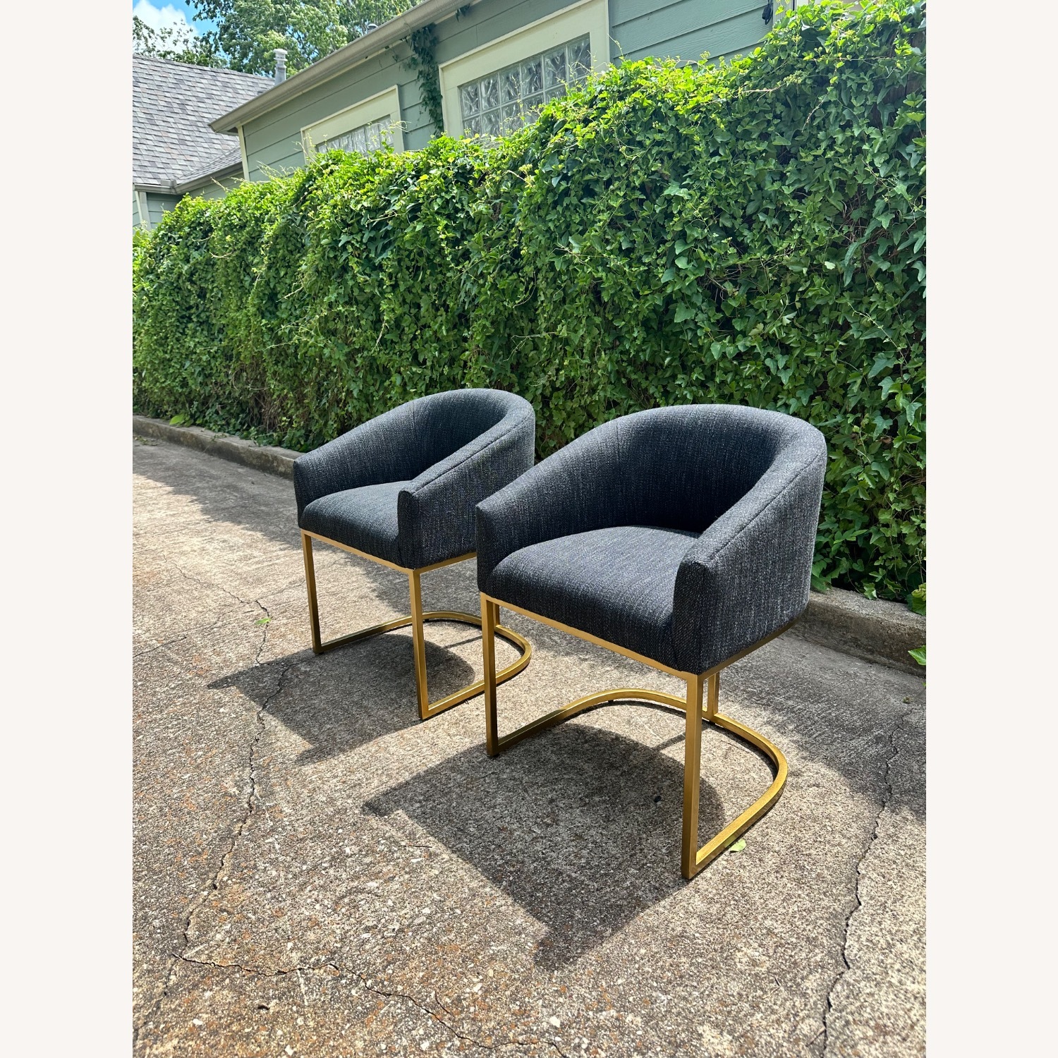 RH Set of 2 Emery Dining Chairs Black Gold - image-6