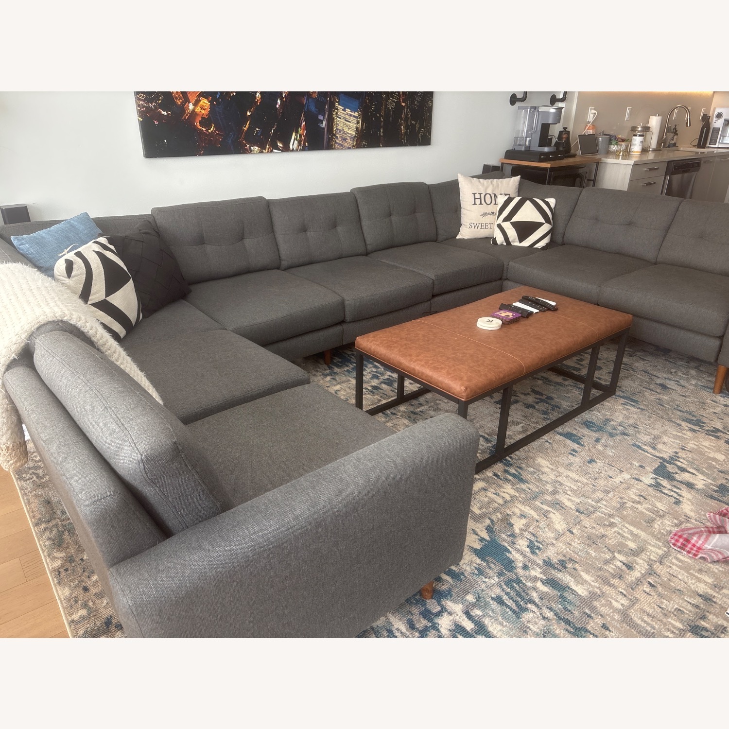 Burrow Nomad 9 Pieces Gray Fabric Configurable Sectional Sofa - image-3