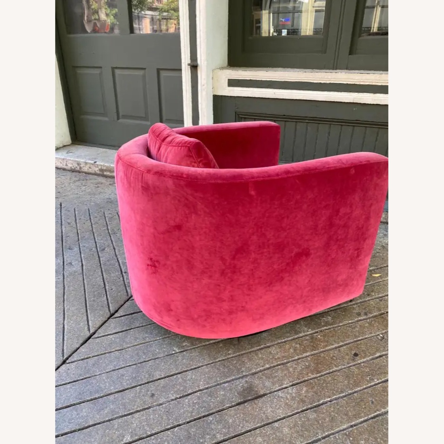 Vintage Pink Velvet Deep Swivel Tub Accent Chair - image-5
