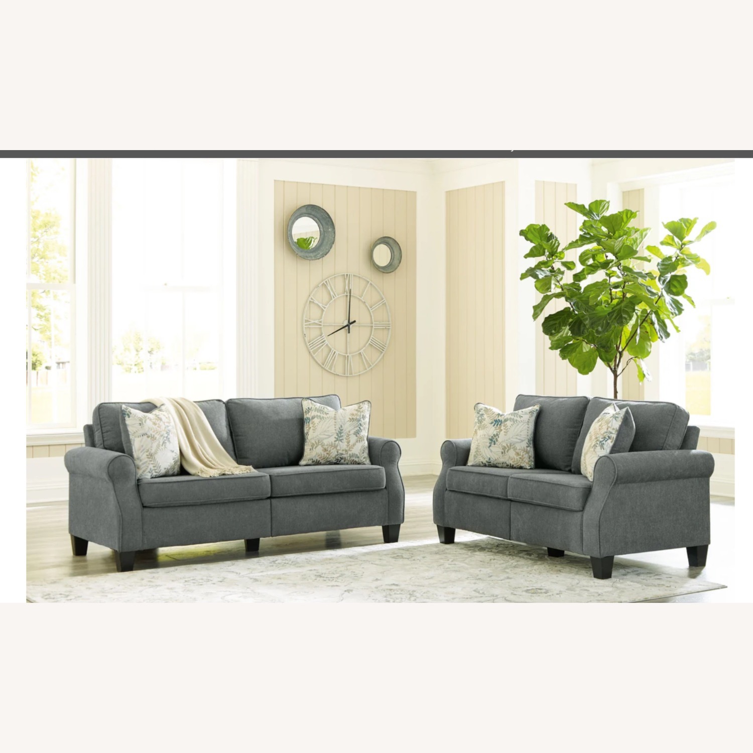 Ashley Furniture Alessio Dark Gray Loveseat - image-1