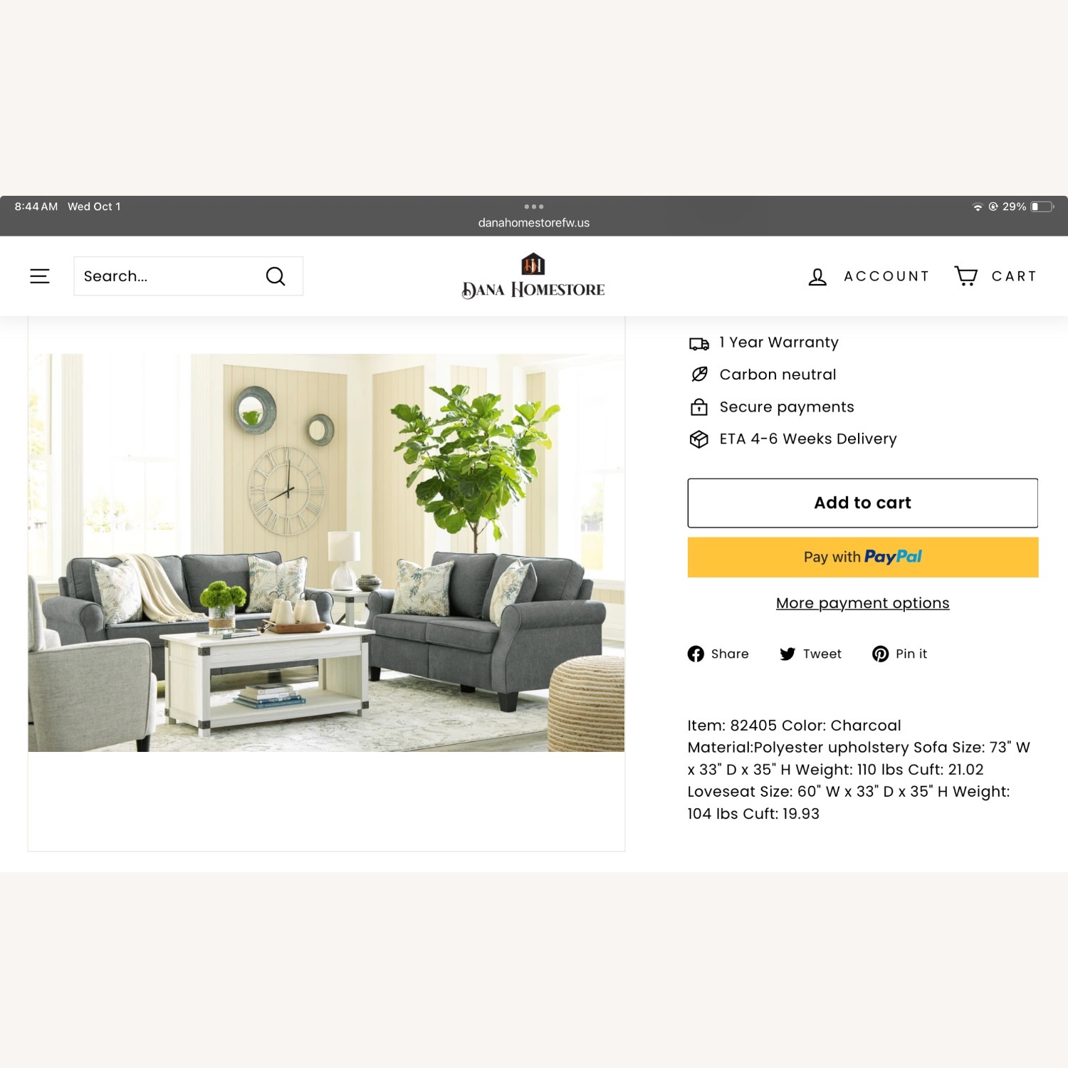 Ashley Furniture Alessio Dark Gray Loveseat - image-2